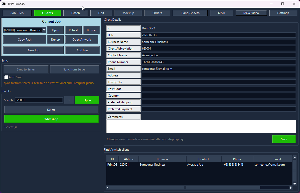 Clients tool