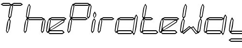 Font : LCDOutlineSSK Custom Text : The Pirate Way Test your own text here Click to download or to view this font on a tshirt that can be custom printed in Bali