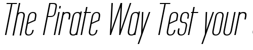 Font : Labtop-Secundo-Italic Custom Text : The Pirate Way Test your own text here Click to download or to view this font on a tshirt that can be custom printed in Bali