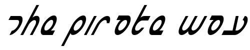 Font : Masterdom-Condensed-Italic Custom Text : The Pirate Way Test your own text here Click to download or to view this font on a tshirt that can be custom printed in Bali