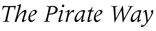 Font : Meridien-LT-Italic Custom Text : The Pirate Way Test your own text here Click to download or to view this font on a tshirt that can be custom printed in Bali