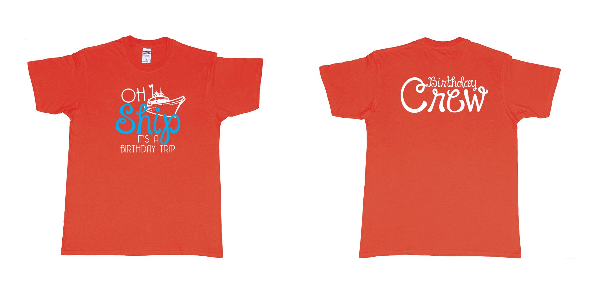 Custom tshirt design Birthday Oh Ship in fabric color red choice your own text made in Bali by The Pirate Way