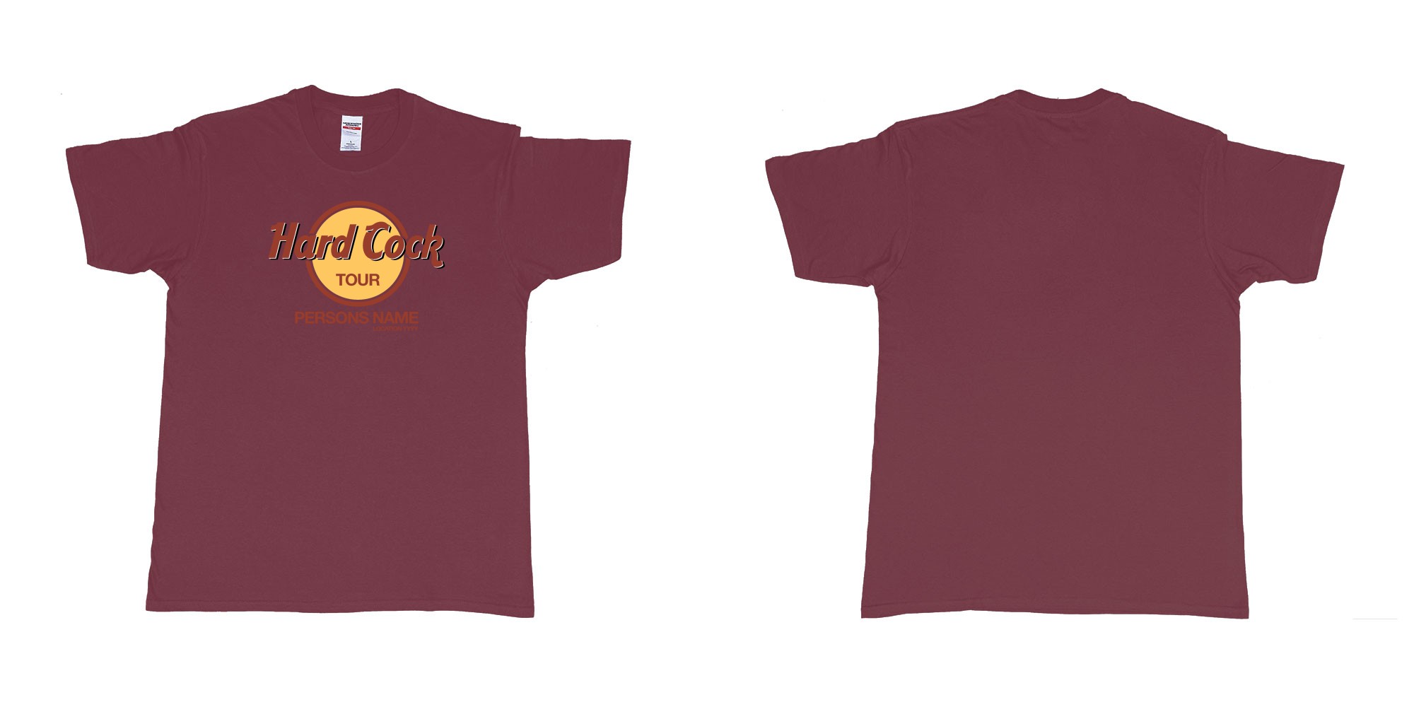 Custom tshirt design Hard Rock Cock in fabric color marron choice your own text made in Bali by The Pirate Way