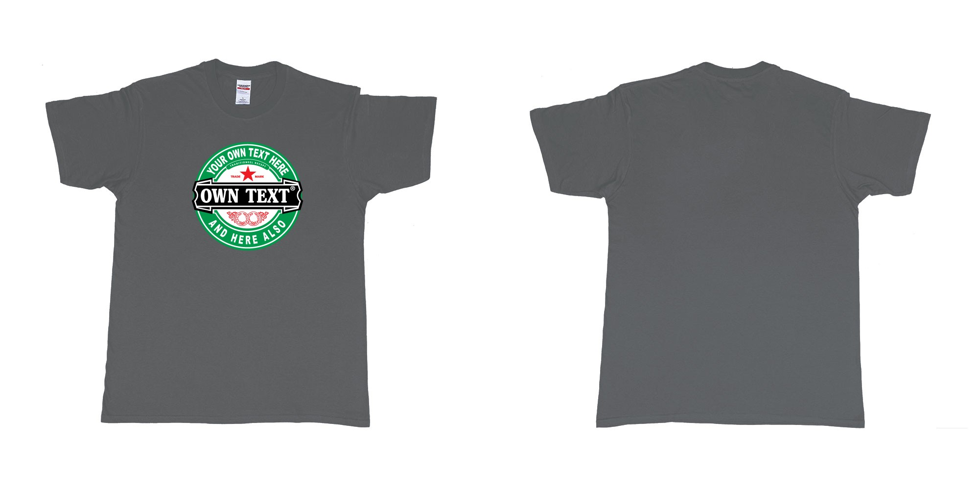 Custom tshirt design Heineken beer in fabric color charcoal choice your own text made in Bali by The Pirate Way