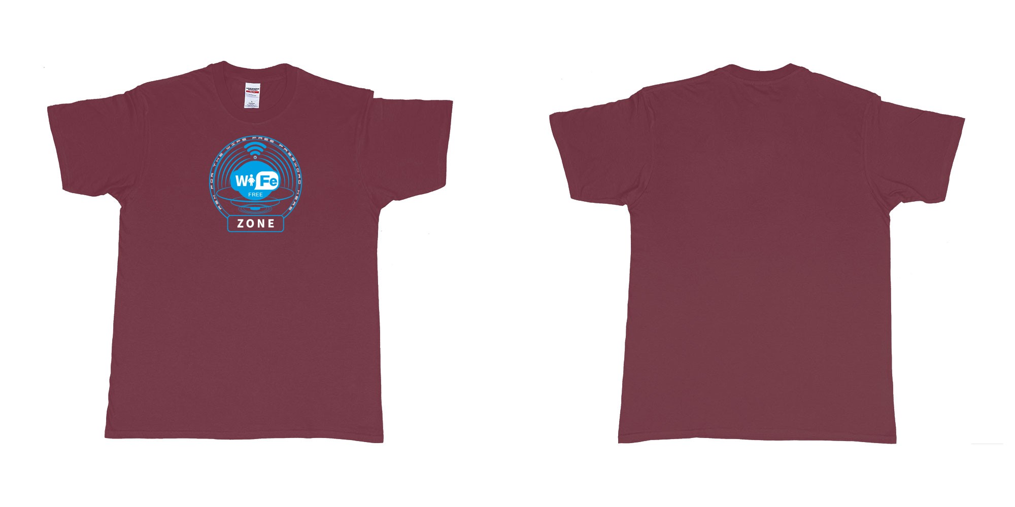 Custom tshirt design WIFE free zone eye radio speaker in fabric color marron choice your own text made in Bali by The Pirate Way