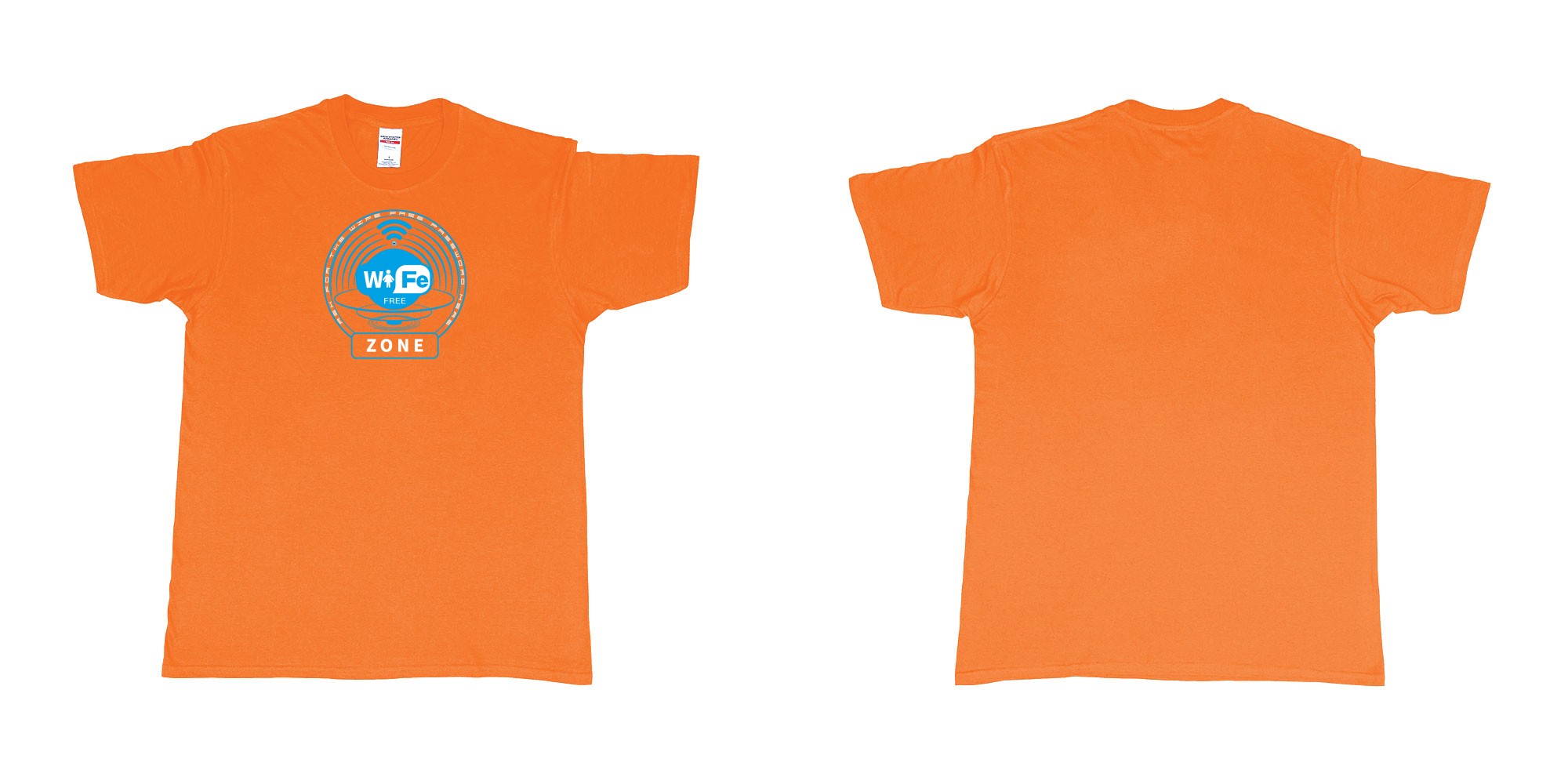 Custom tshirt design WIFE free zone eye radio speaker in fabric color orange choice your own text made in Bali by The Pirate Way