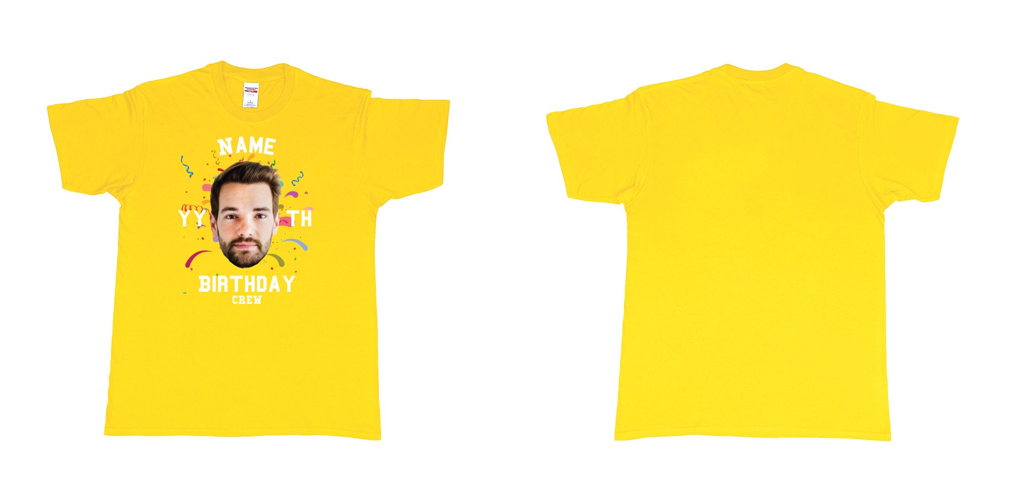 Custom tshirt design add own picture custom face confetti name year th birthday bash crew bali tshirt print in fabric color daisy choice your own text made in Bali by The Pirate Way