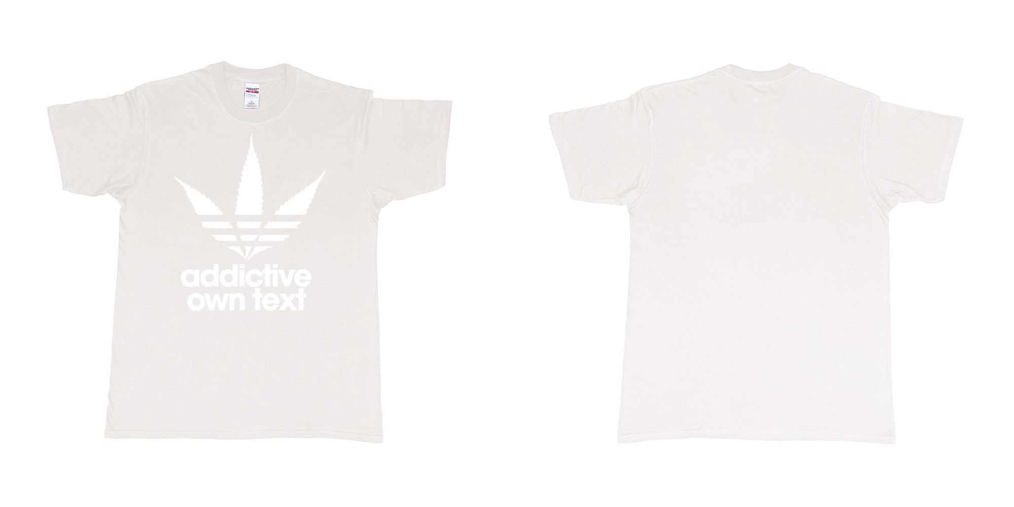 Custom tshirt design adidas ganja addictive own custom printed text in fabric color white choice your own text made in Bali by The Pirate Way