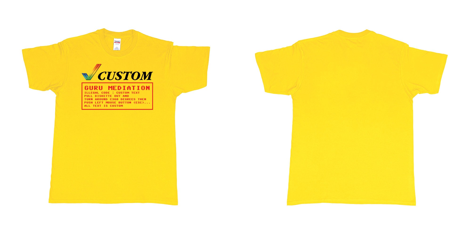 Custom tshirt design amiga guru mediation logo all custom text print in fabric color daisy choice your own text made in Bali by The Pirate Way
