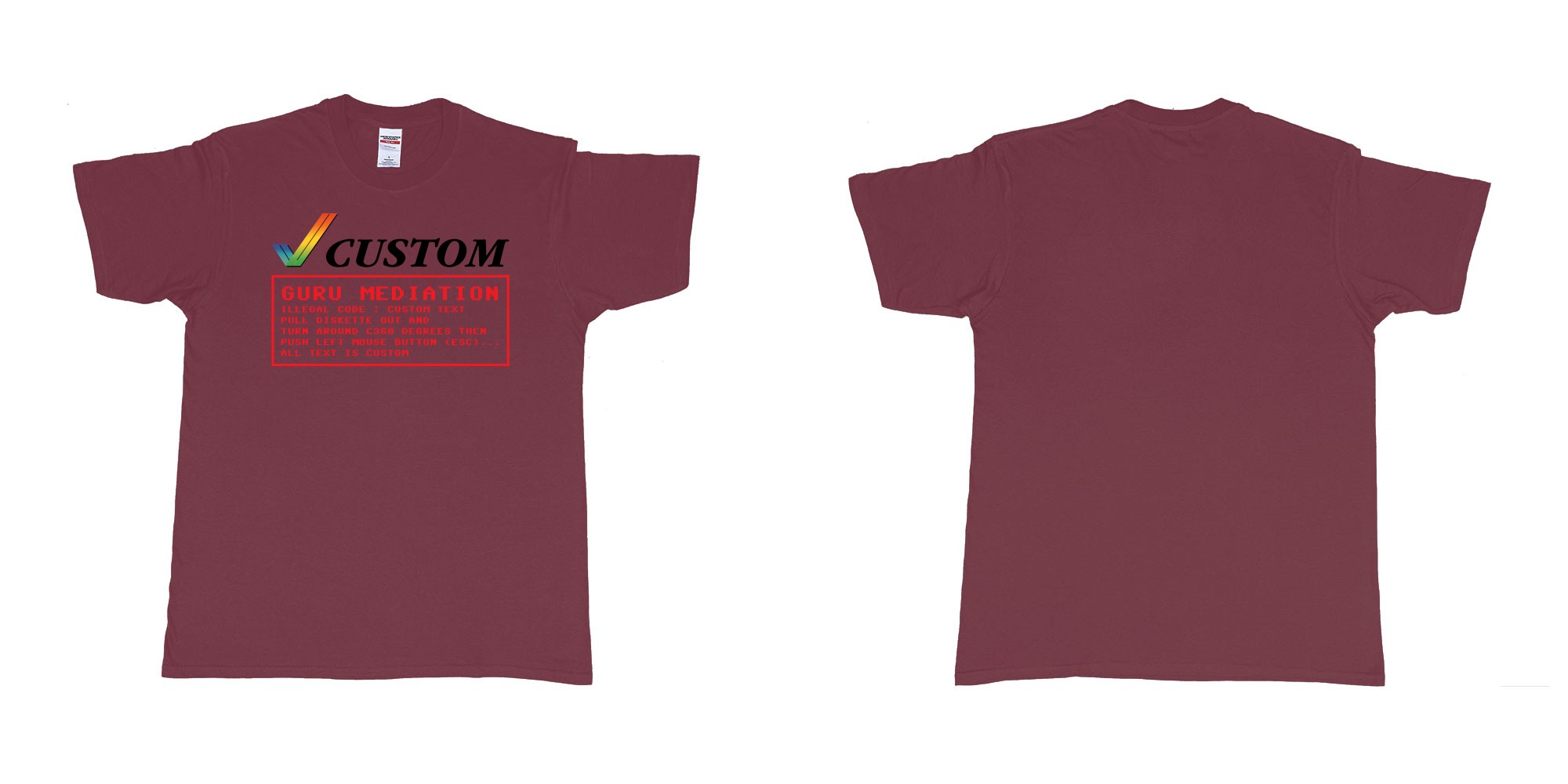 Custom tshirt design amiga guru mediation logo all custom text print in fabric color marron choice your own text made in Bali by The Pirate Way