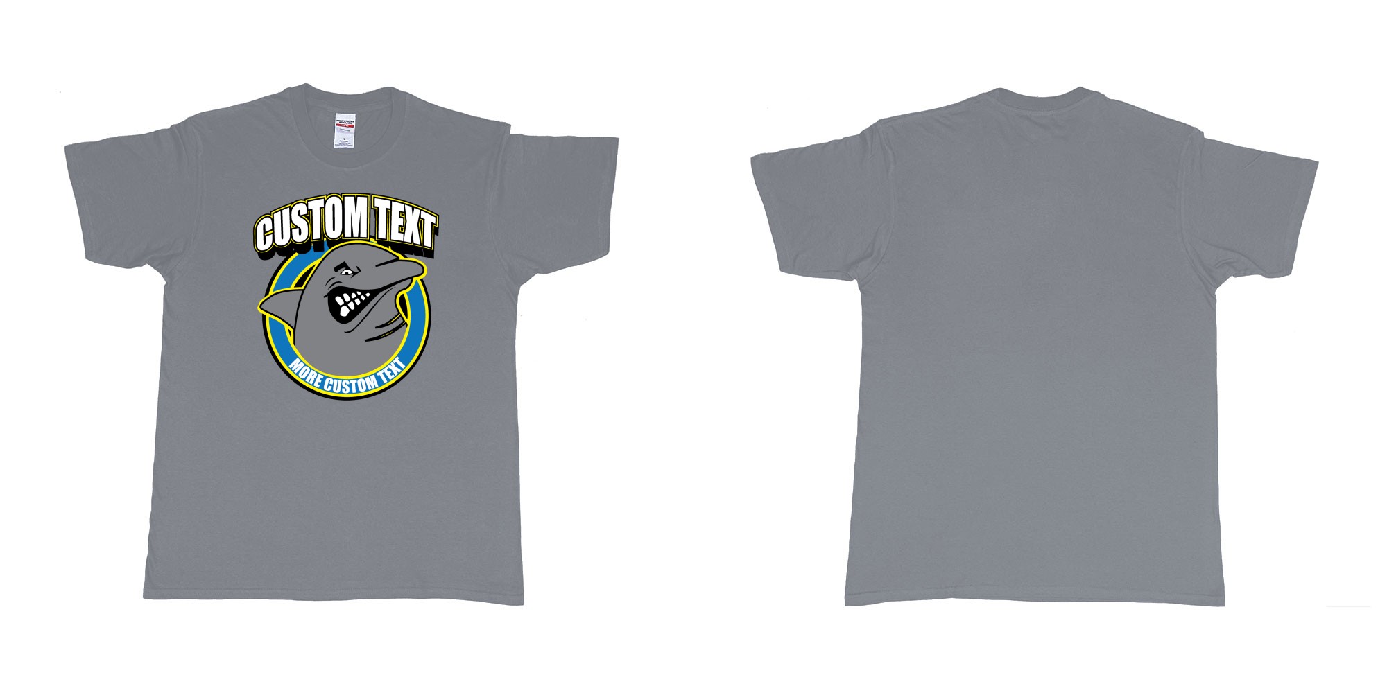 Custom tshirt design angry shark cartoon logo custom text print in fabric color misty choice your own text made in Bali by The Pirate Way