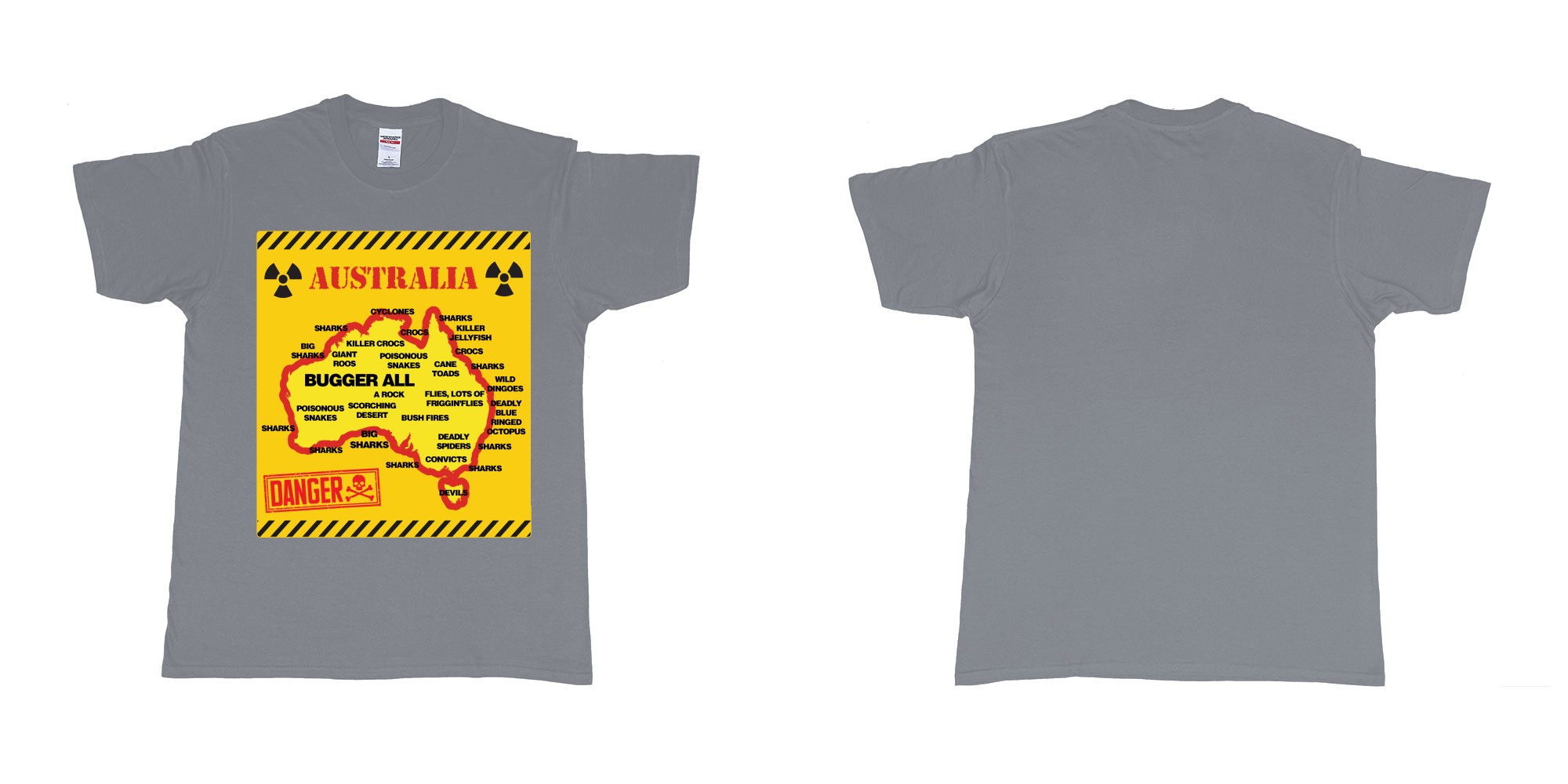 Custom tshirt design australia danger sign everything wants to kill you tshirt printing in fabric color misty choice your own text made in Bali by The Pirate Way