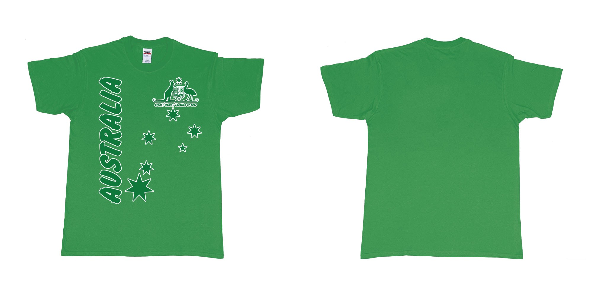 Custom tshirt design australia day vintage green white gold in fabric color irish-green choice your own text made in Bali by The Pirate Way
