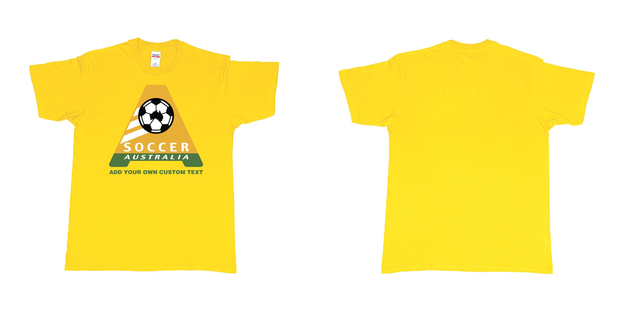 Custom tshirt design australia soccer football australian flag add custom text print bali in fabric color daisy choice your own text made in Bali by The Pirate Way