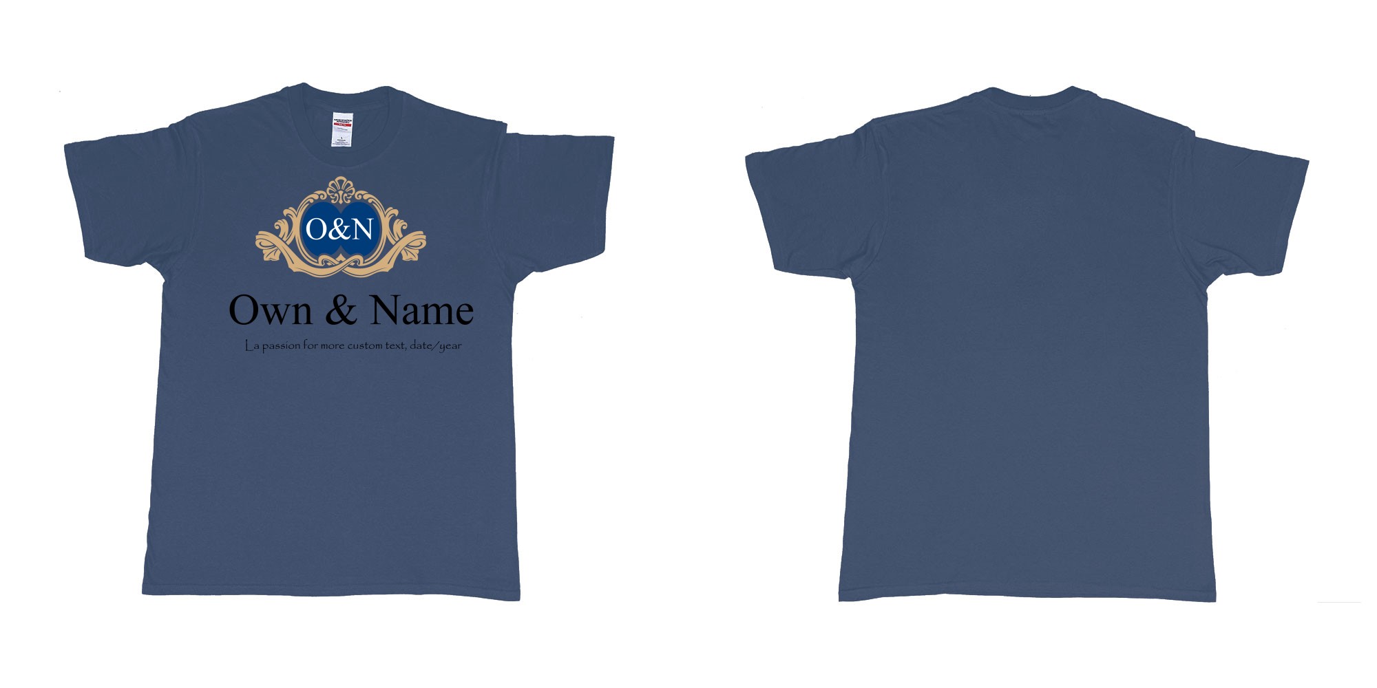 Custom tshirt design barton and guestier champagne in fabric color navy choice your own text made in Bali by The Pirate Way