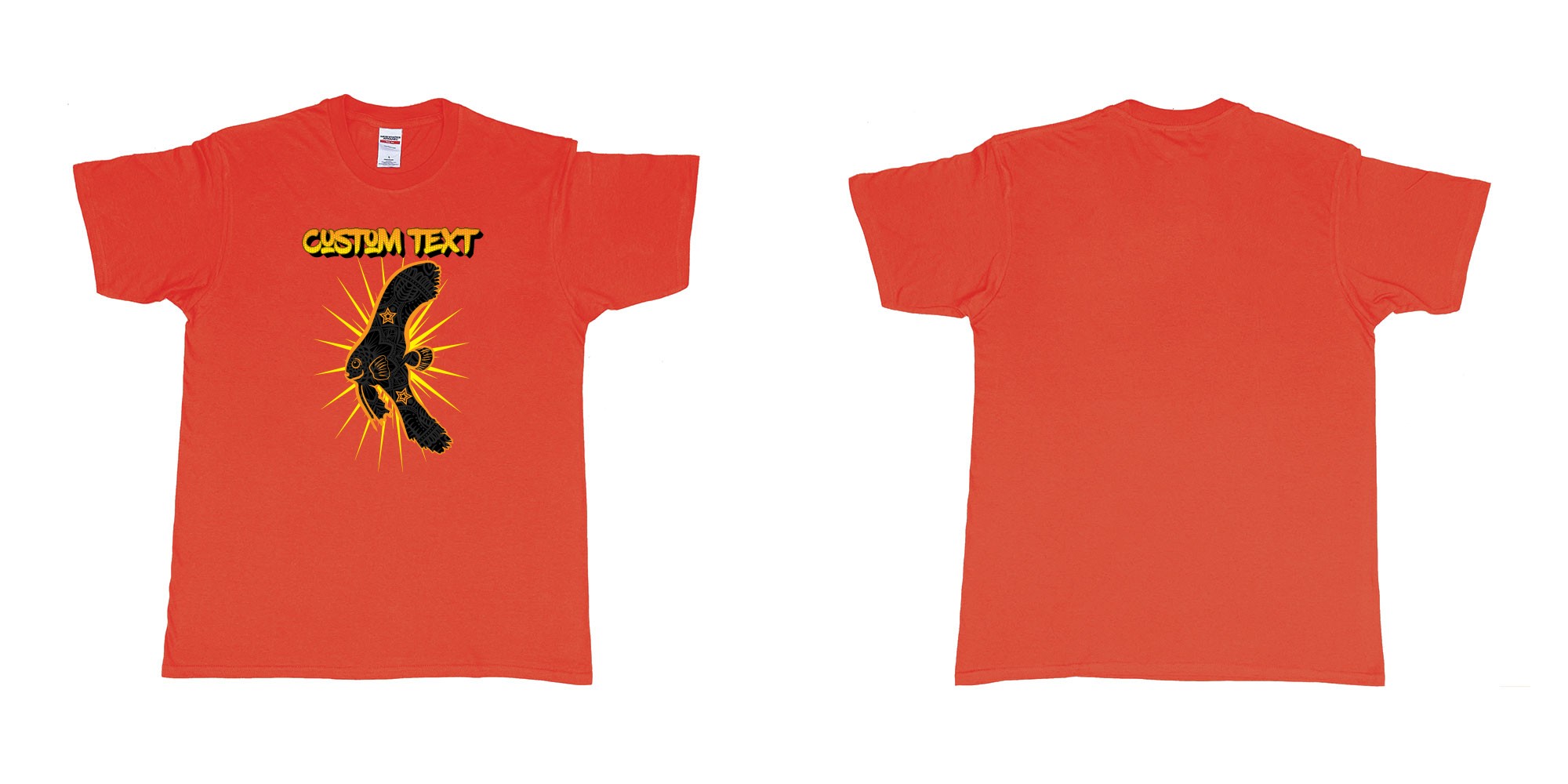 Custom tshirt design batfish juvenile star own text in fabric color red choice your own text made in Bali by The Pirate Way