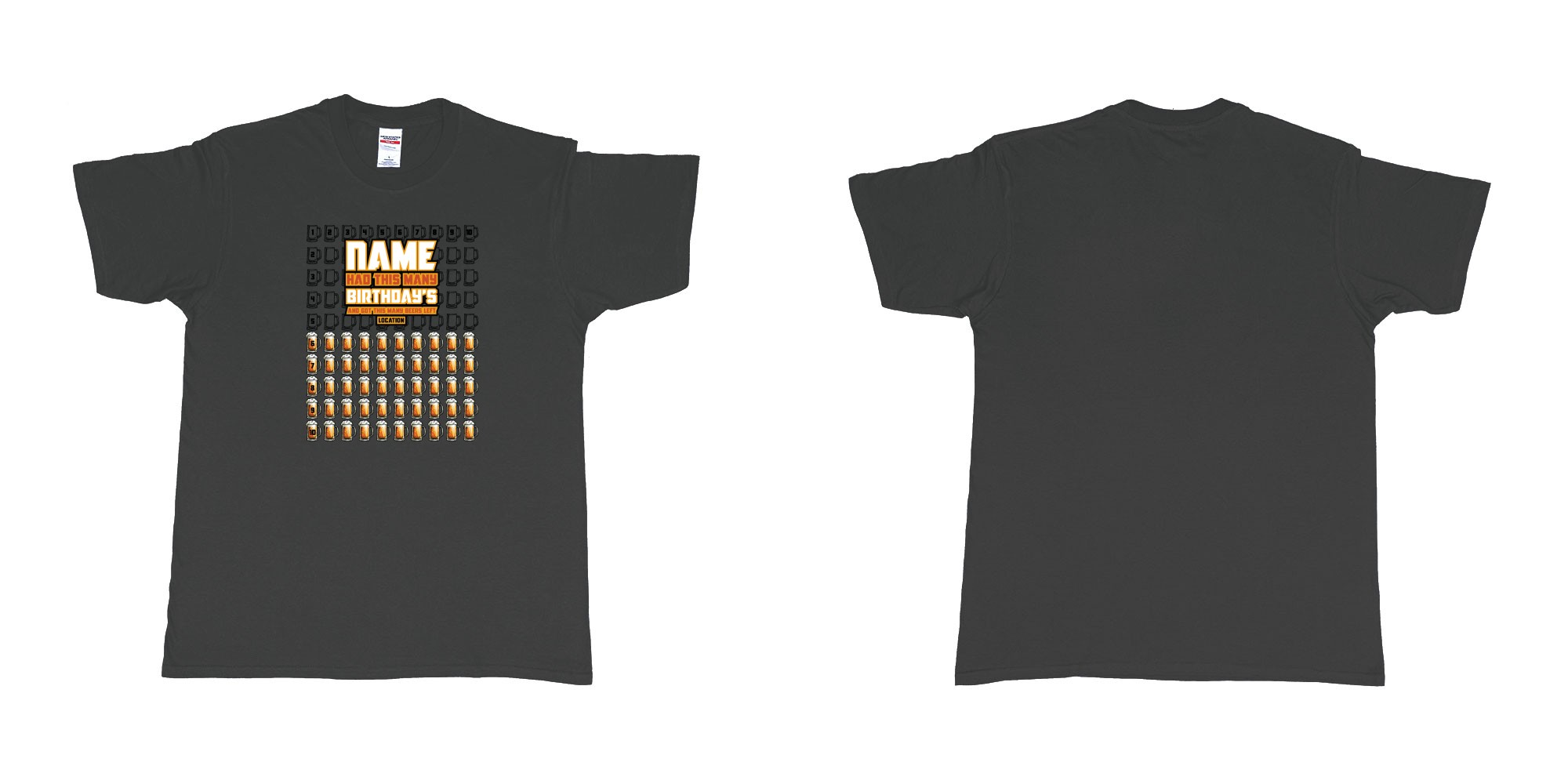 Custom tshirt design beer glasses birthday countdown custom in fabric color black choice your own text made in Bali by The Pirate Way