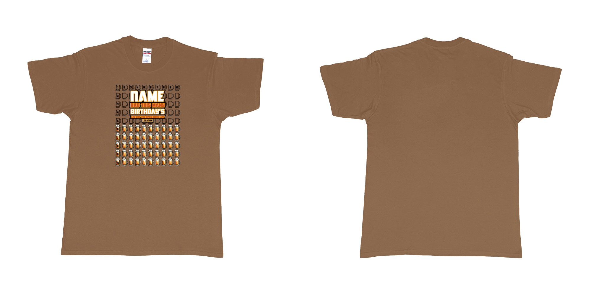 Custom tshirt design beer glasses birthday countdown custom in fabric color chestnut choice your own text made in Bali by The Pirate Way