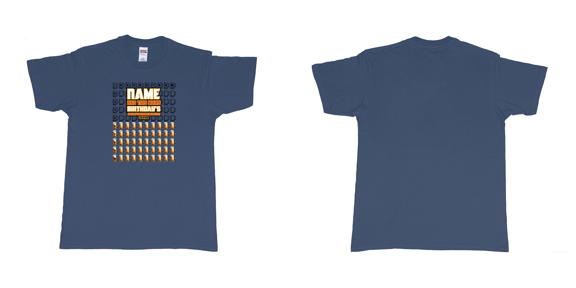 Custom tshirt design beer glasses birthday countdown custom in fabric color navy choice your own text made in Bali by The Pirate Way