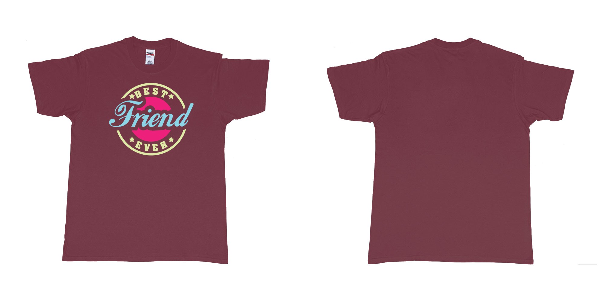 Custom tshirt design best friend ever in fabric color marron choice your own text made in Bali by The Pirate Way