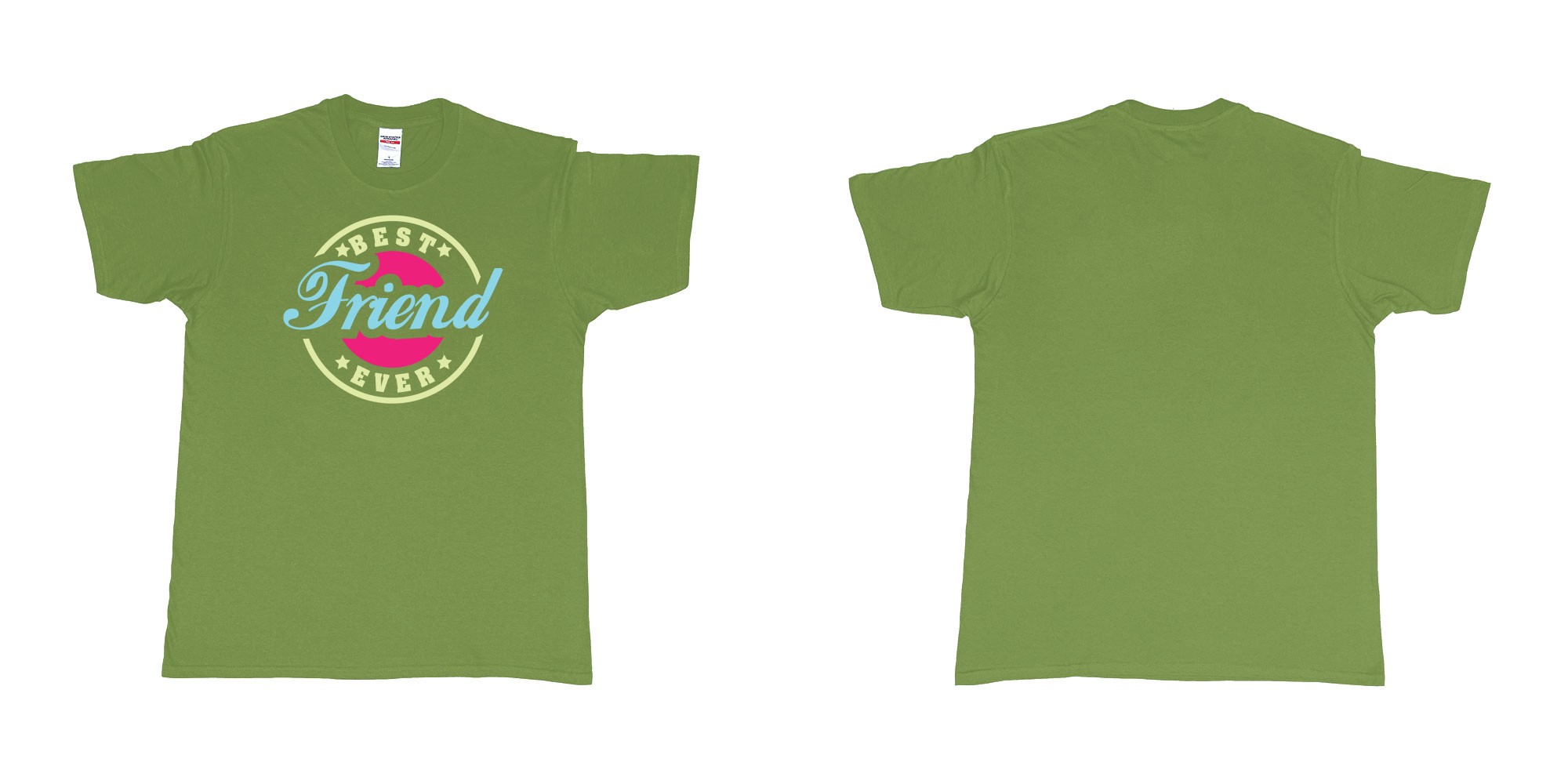 Custom tshirt design best friend ever in fabric color military-green choice your own text made in Bali by The Pirate Way