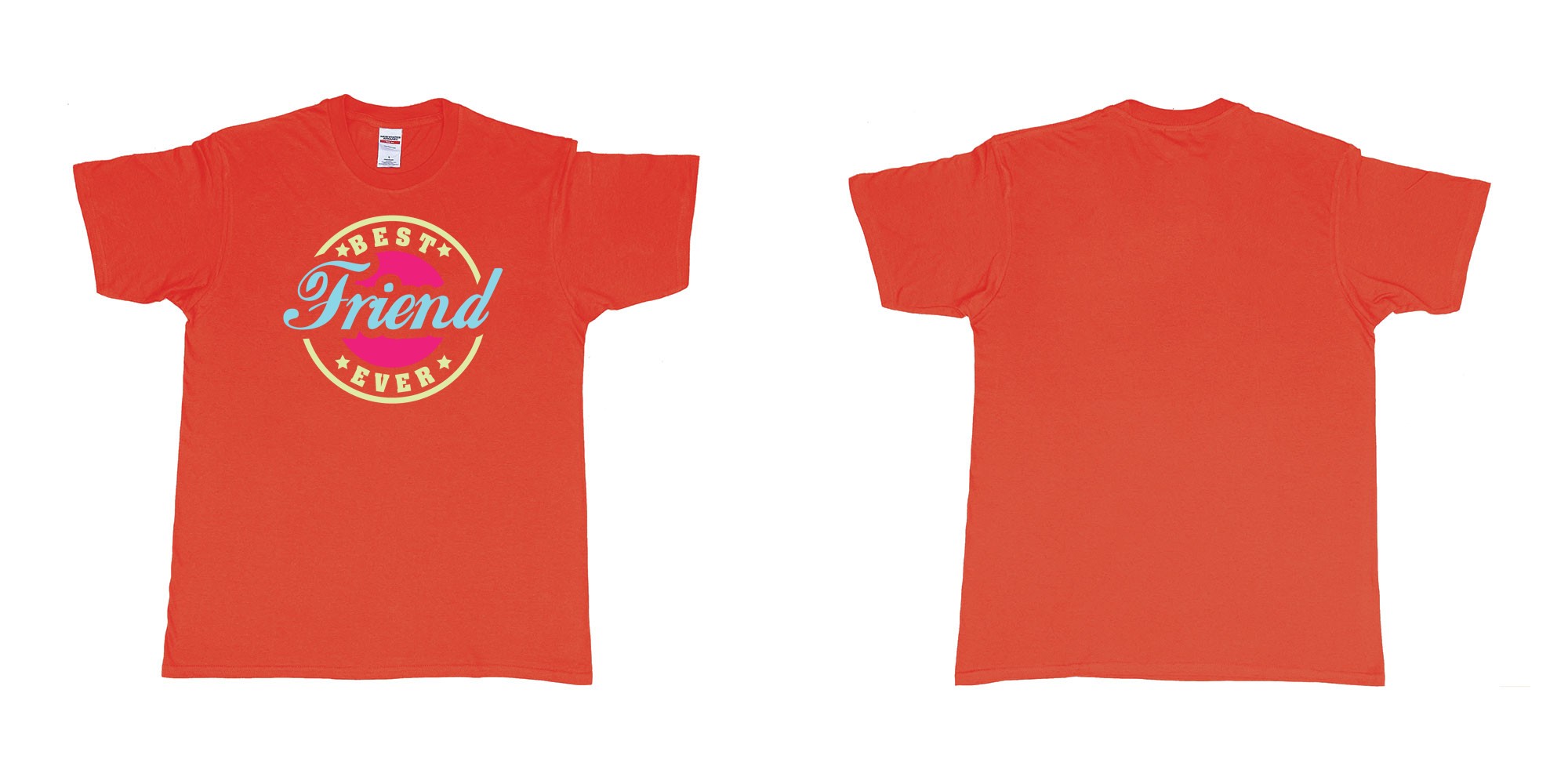 Custom tshirt design best friend ever in fabric color red choice your own text made in Bali by The Pirate Way