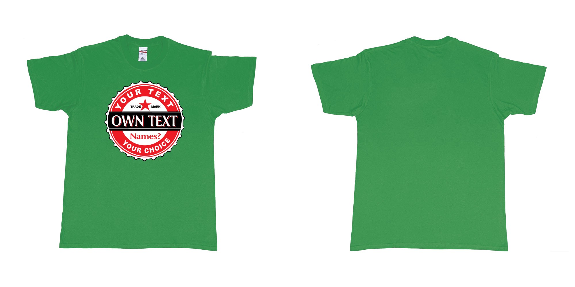 Custom tshirt design bintang classic strait in fabric color irish-green choice your own text made in Bali by The Pirate Way