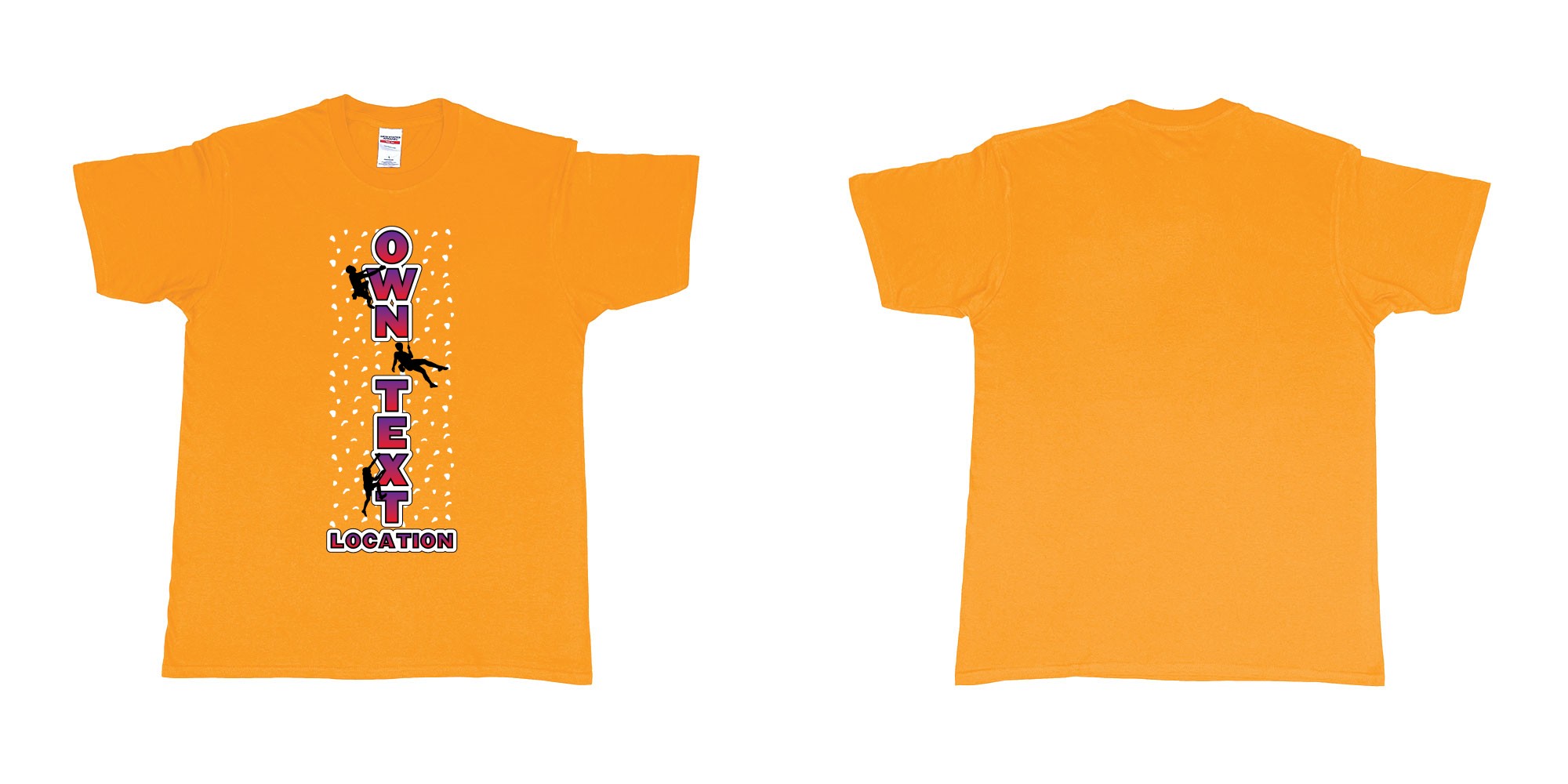 Custom tshirt design bolder climbing rock climbing own custom text location tshirt design in fabric color gold choice your own text made in Bali by The Pirate Way