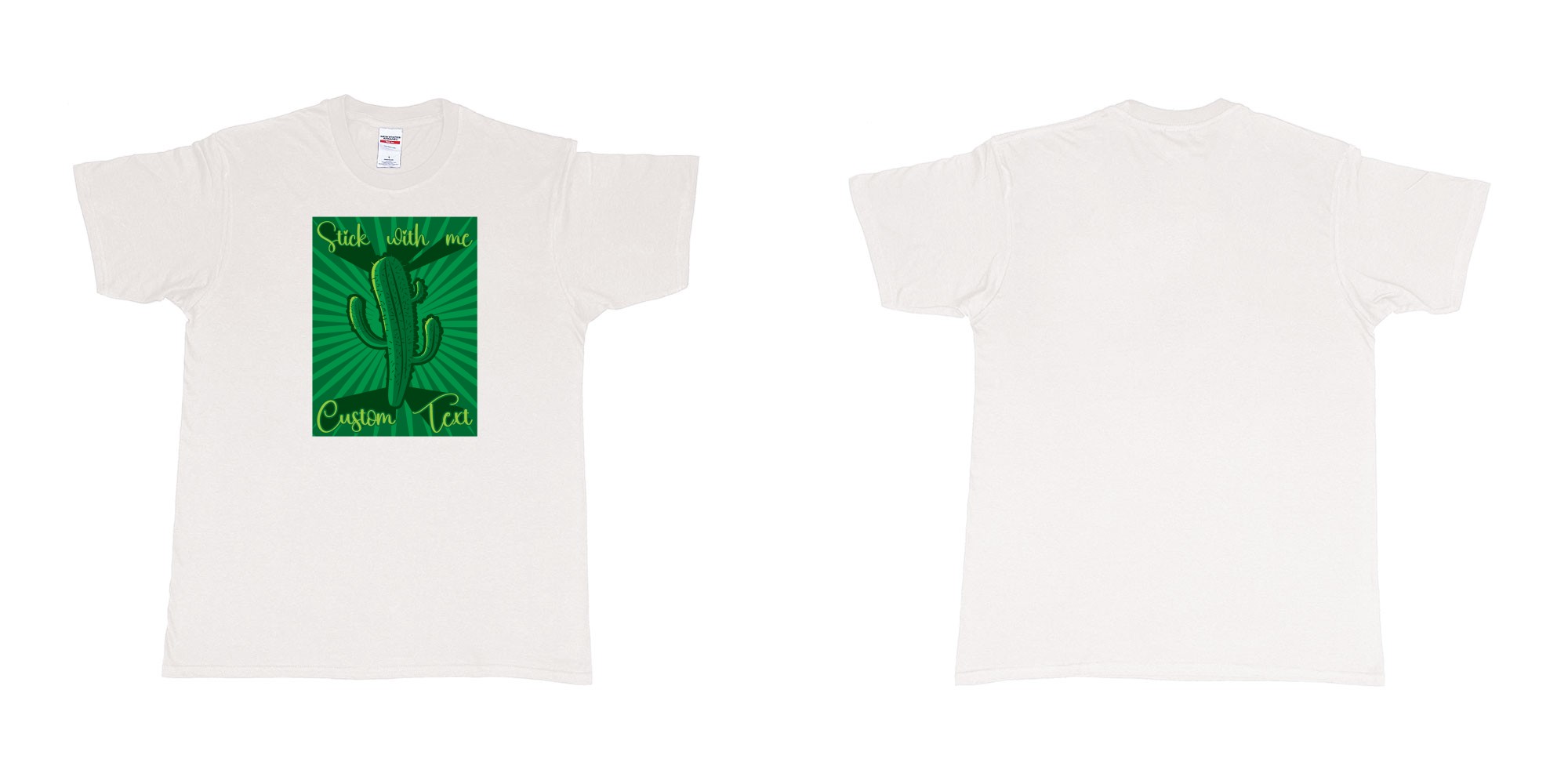 Custom tshirt design cactus stick with me in fabric color white choice your own text made in Bali by The Pirate Way