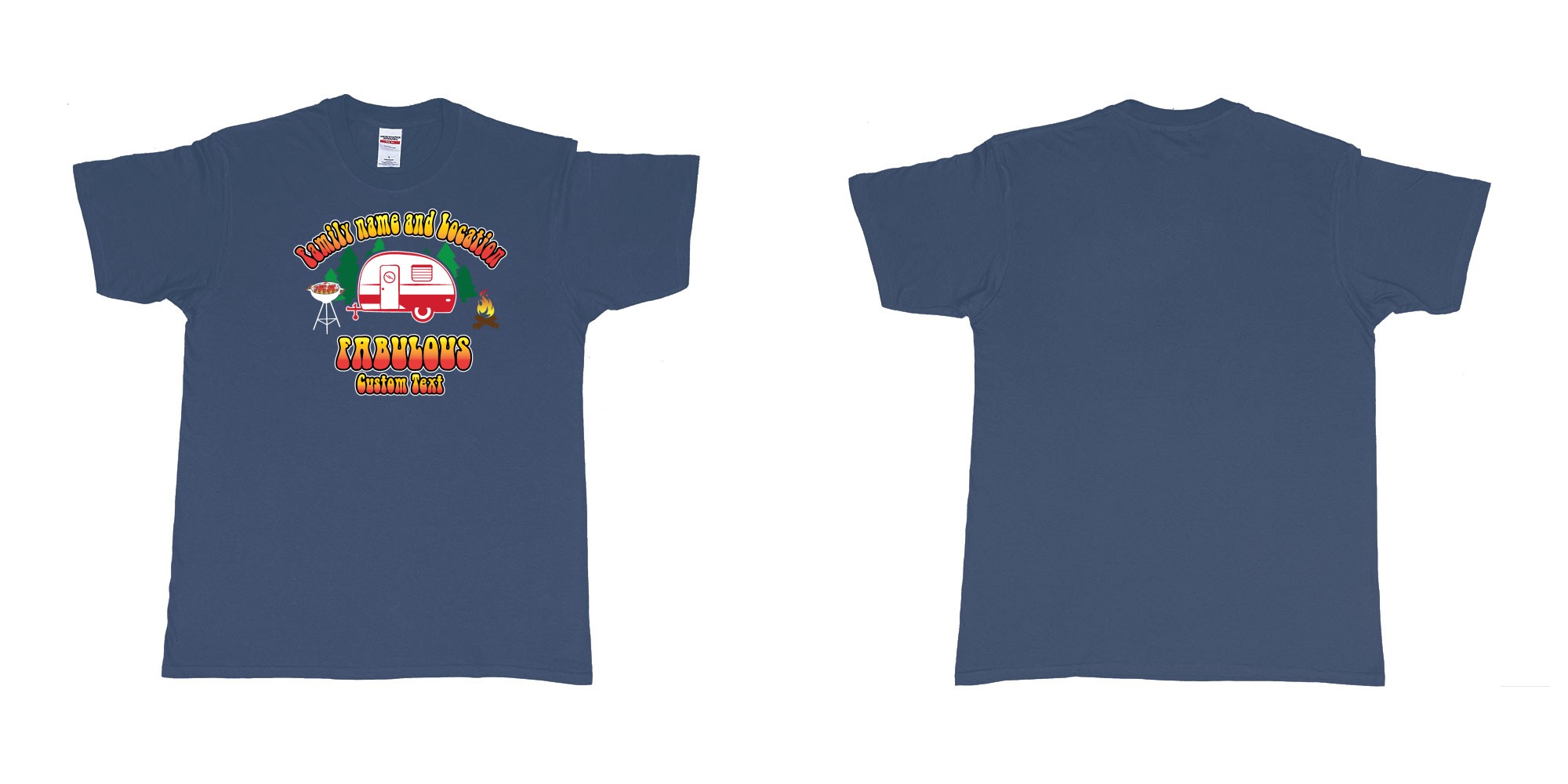 Custom tshirt design camping trailer fabulous custom family trip teeshirt print bali in fabric color navy choice your own text made in Bali by The Pirate Way