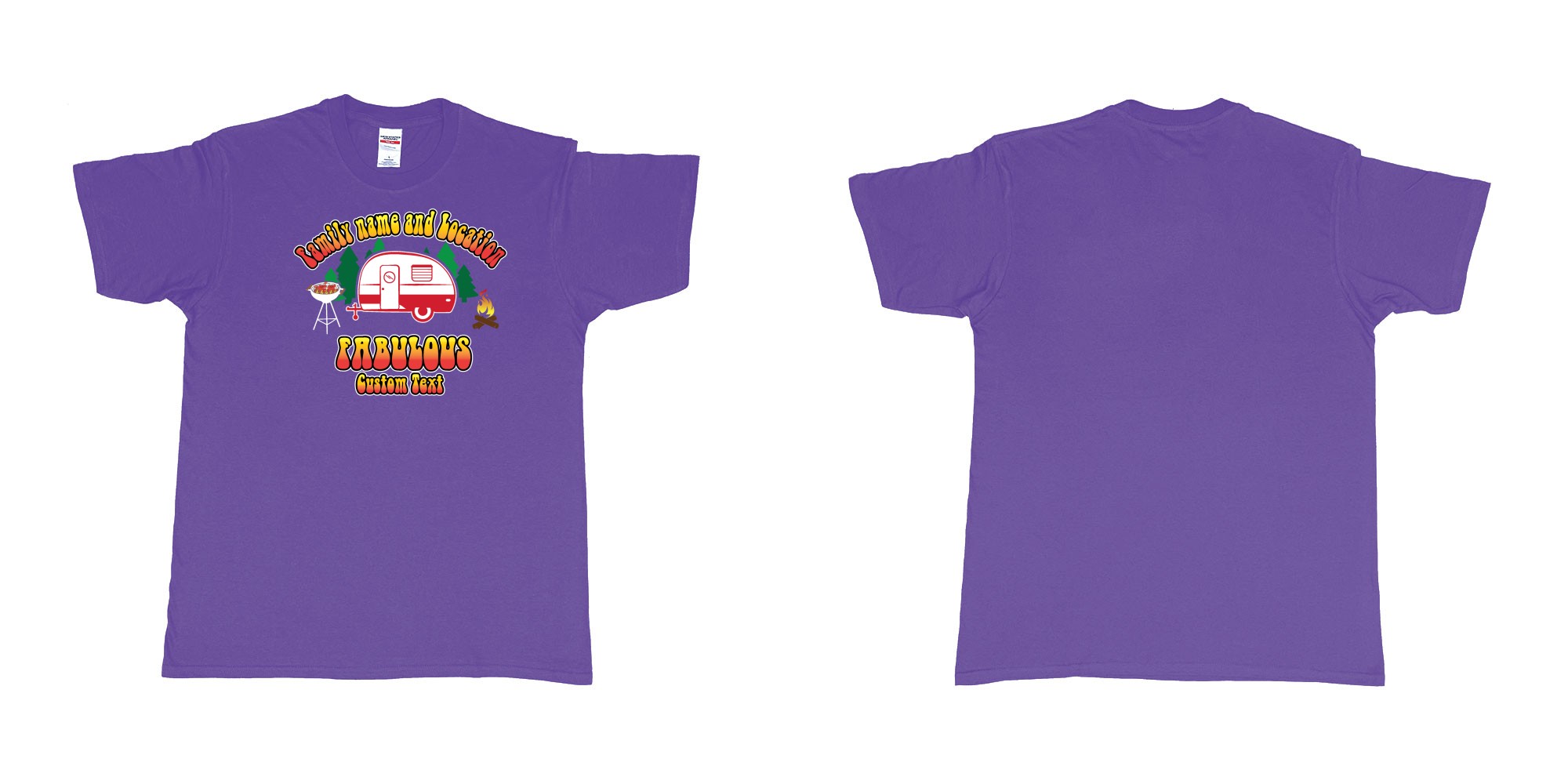 Custom tshirt design camping trailer fabulous custom family trip teeshirt print bali in fabric color purple choice your own text made in Bali by The Pirate Way