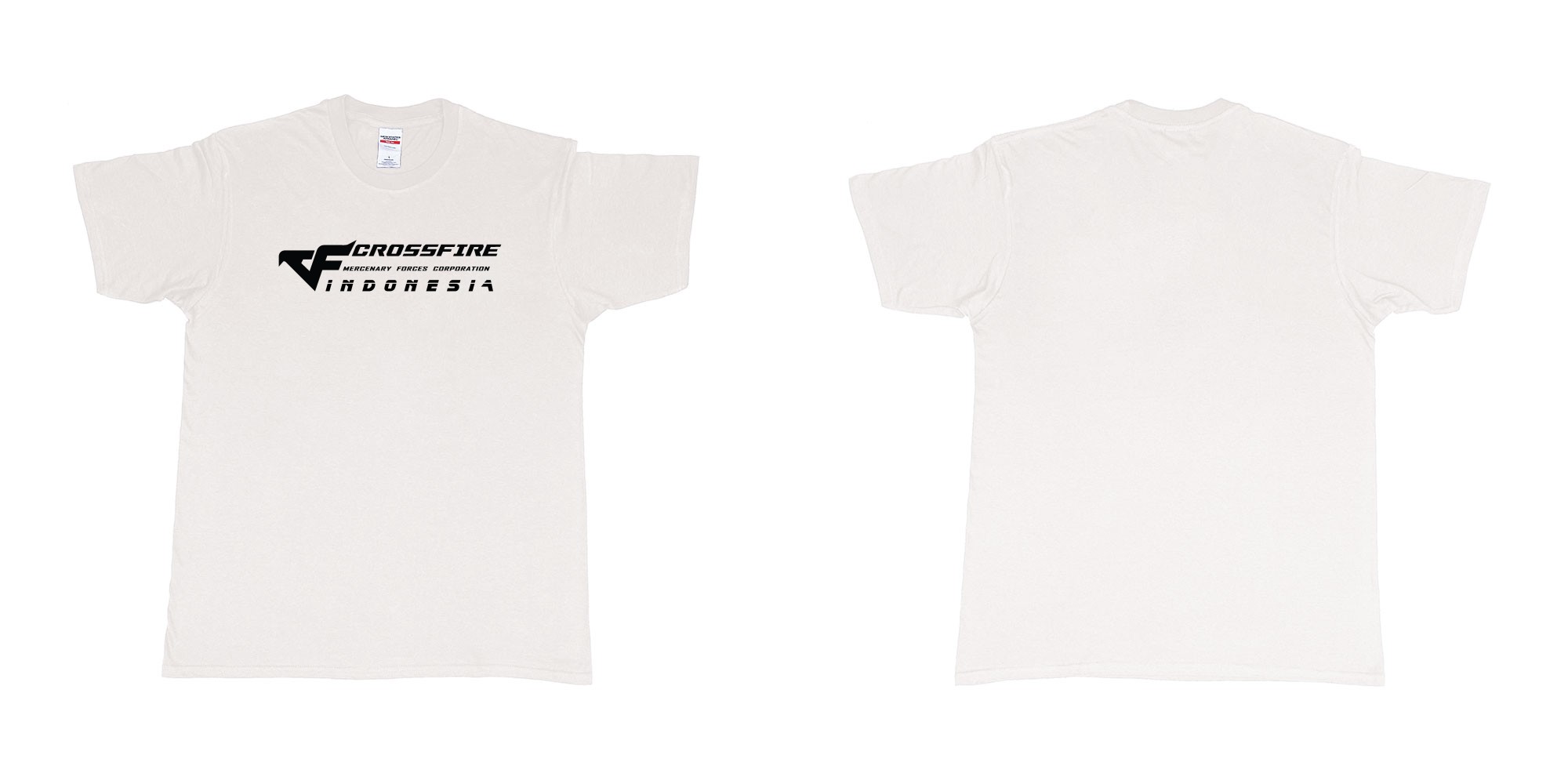 Custom tshirt design cfindo crossfire indonesia tshirt in fabric color white choice your own text made in Bali by The Pirate Way