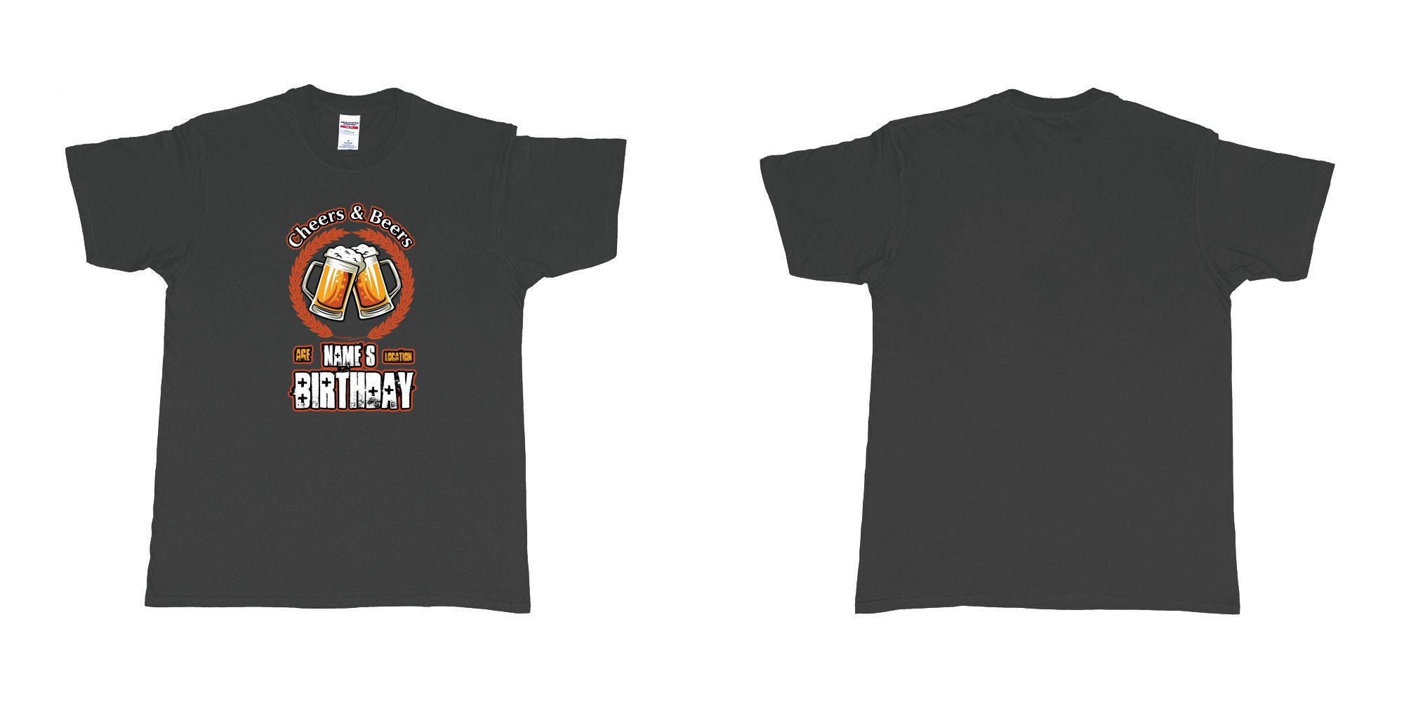 Custom tshirt design cheers and beers birthday in fabric color black choice your own text made in Bali by The Pirate Way