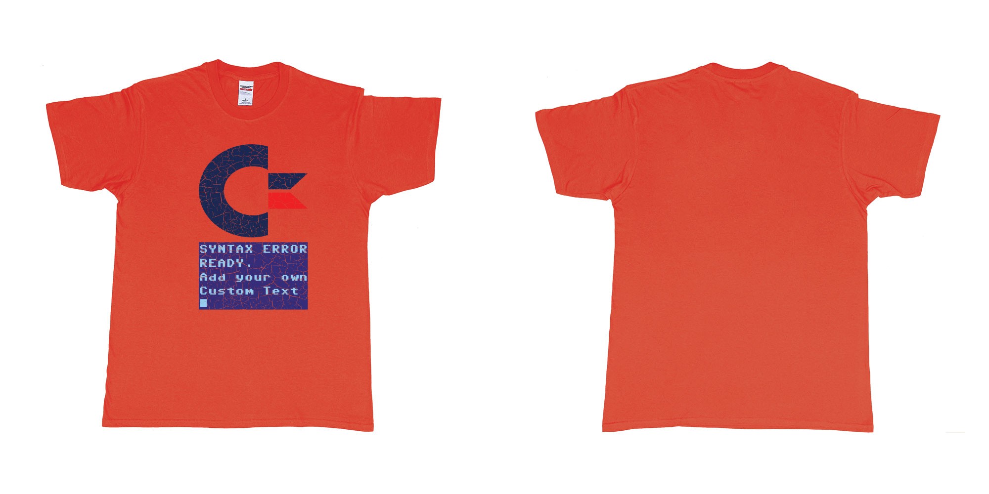 Custom tshirt design commandor 64 syntax error ready add own text printing tshirt bali in fabric color red choice your own text made in Bali by The Pirate Way