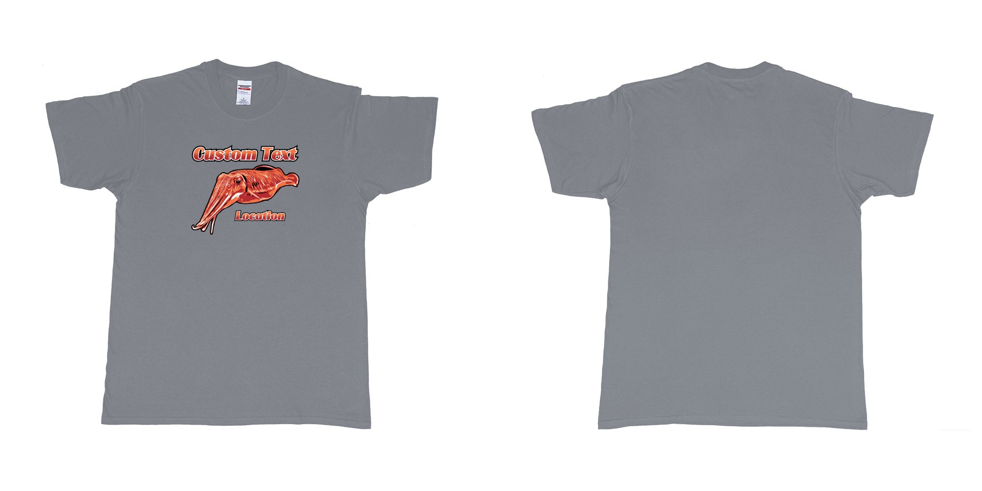 Custom tshirt design diving cuttlefish drawing custom design in fabric color misty choice your own text made in Bali by The Pirate Way