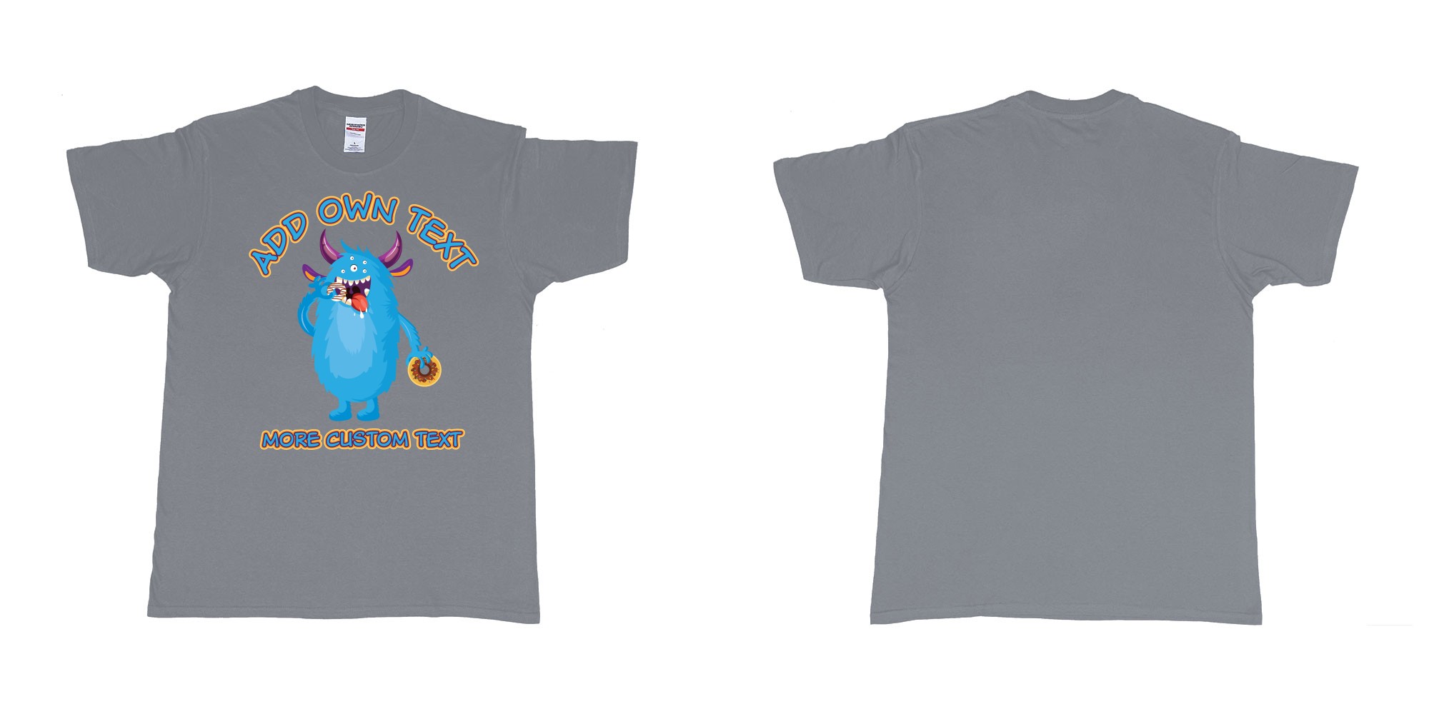 Custom tshirt design dojo monsters blue add your own custom text in fabric color misty choice your own text made in Bali by The Pirate Way