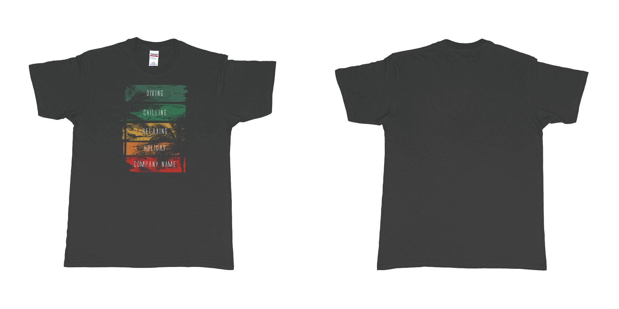 Custom tshirt design drift wood with palms trees and own custom text silk screen printing bali in fabric color black choice your own text made in Bali by The Pirate Way
