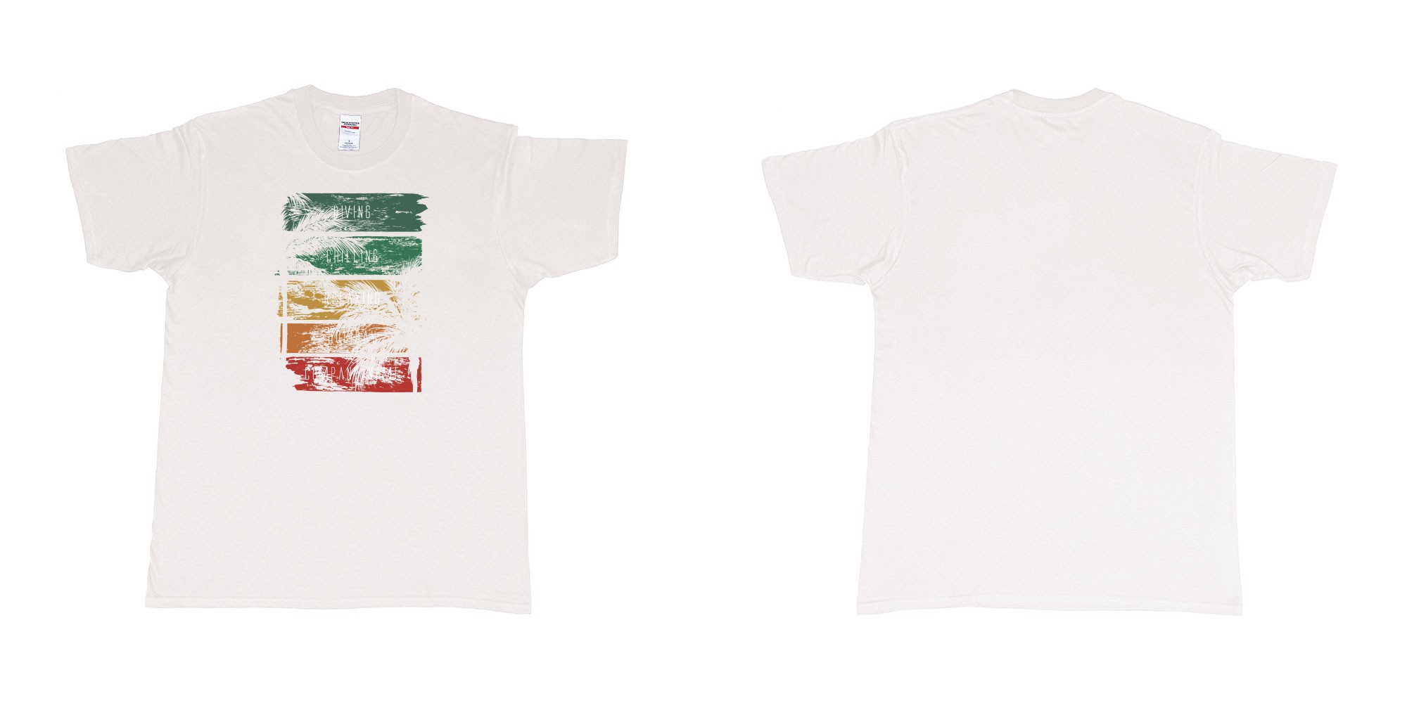 Custom tshirt design drift wood with palms trees and own custom text silk screen printing bali in fabric color white choice your own text made in Bali by The Pirate Way