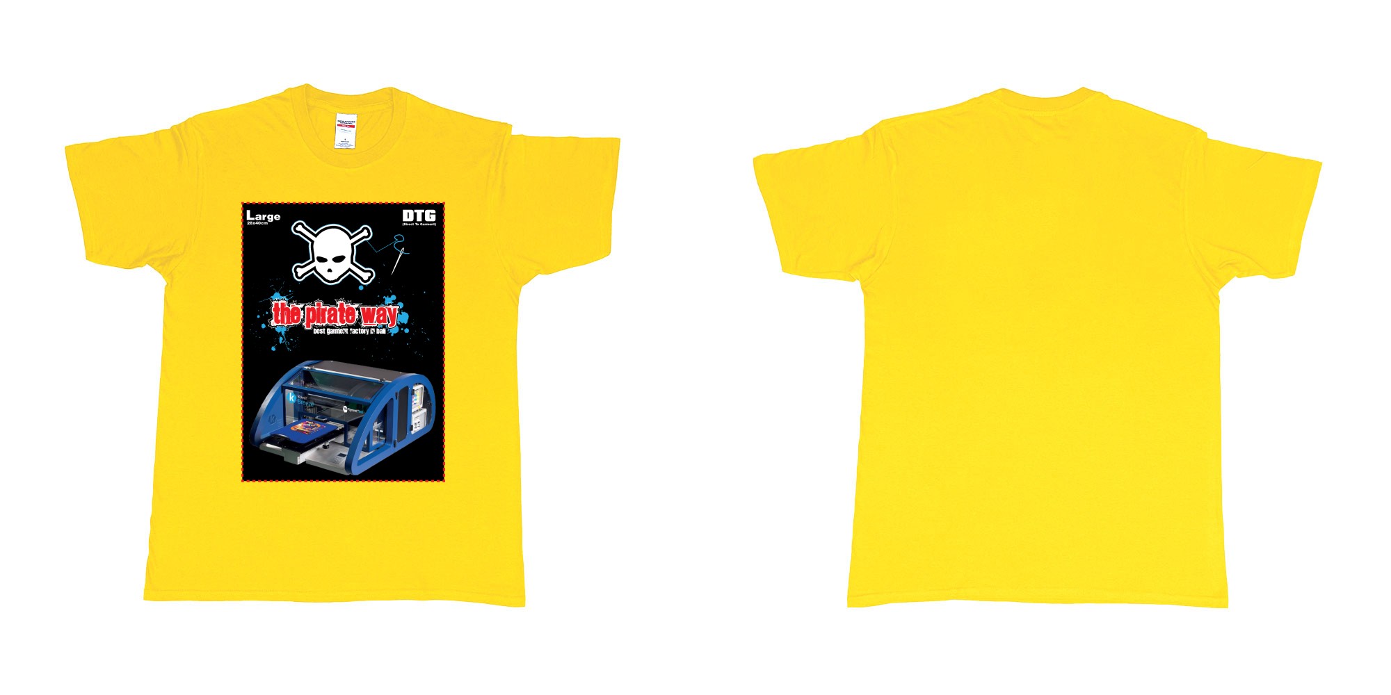 Custom tshirt design dtg printing tshirt large 28x40cm in fabric color daisy choice your own text made in Bali by The Pirate Way
