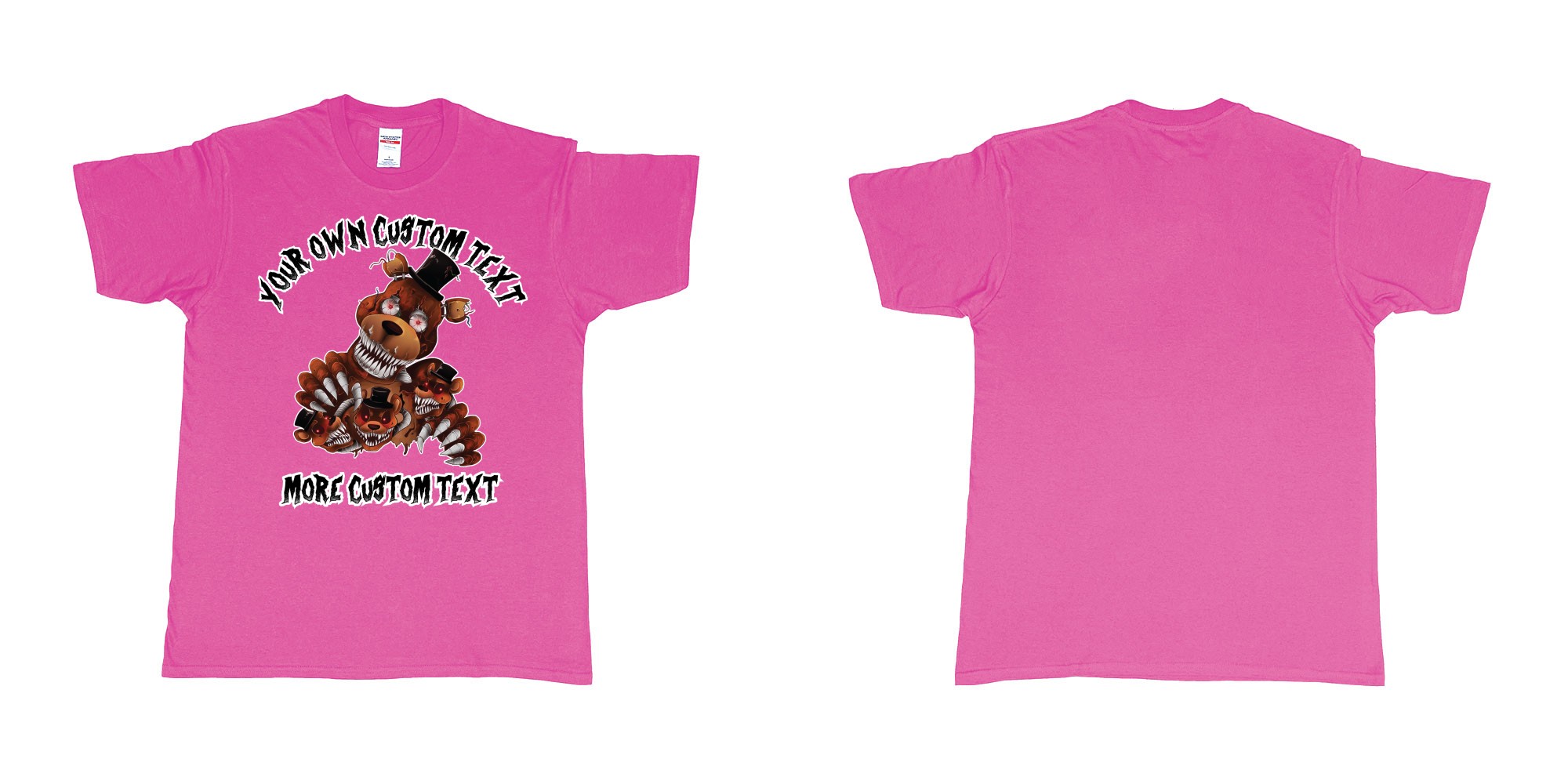 Custom tshirt design five nights at freddy scary bears in fabric color heliconia choice your own text made in Bali by The Pirate Way