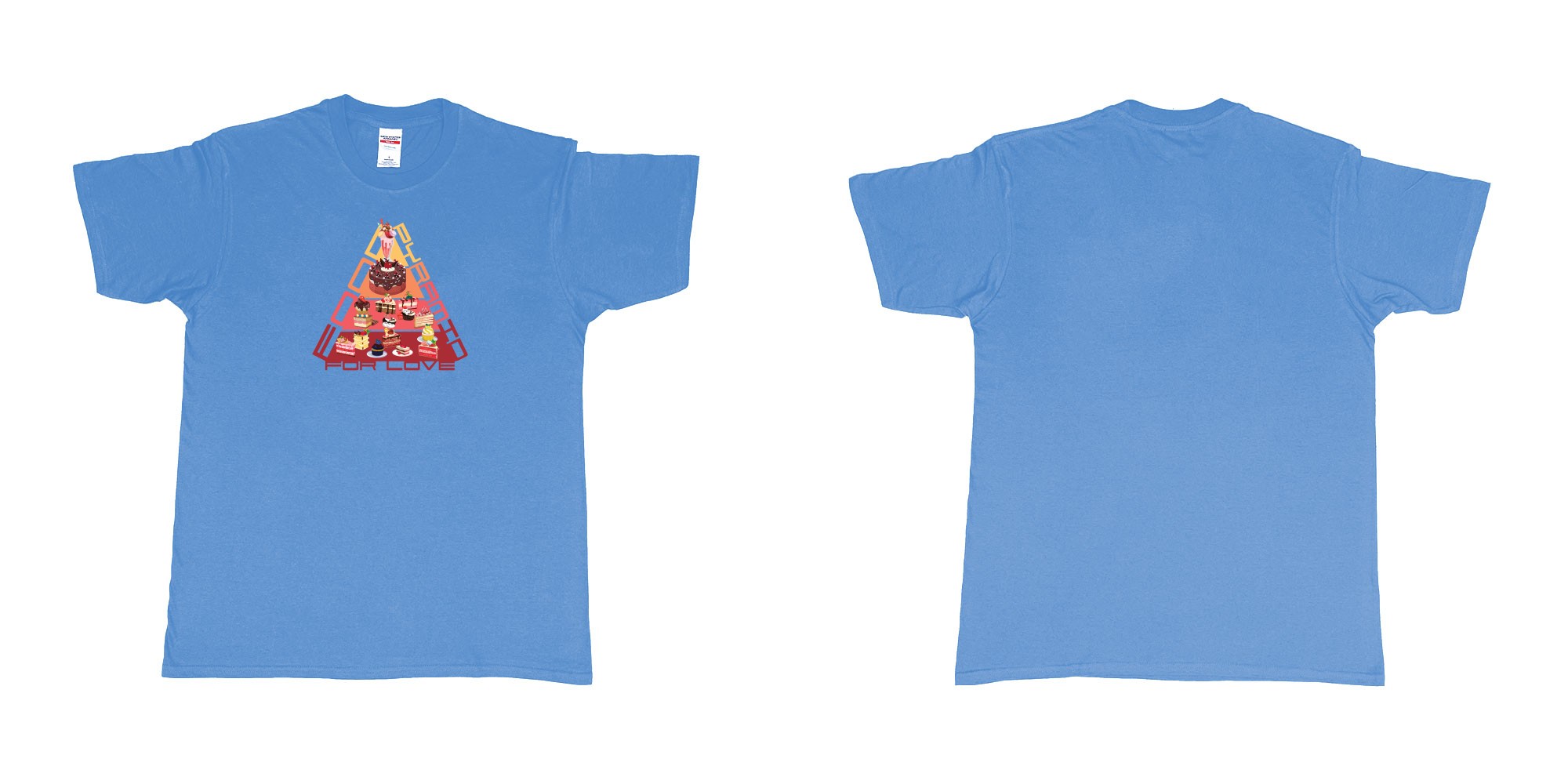 Custom tshirt design food pyramid for love in fabric color carolina-blue choice your own text made in Bali by The Pirate Way