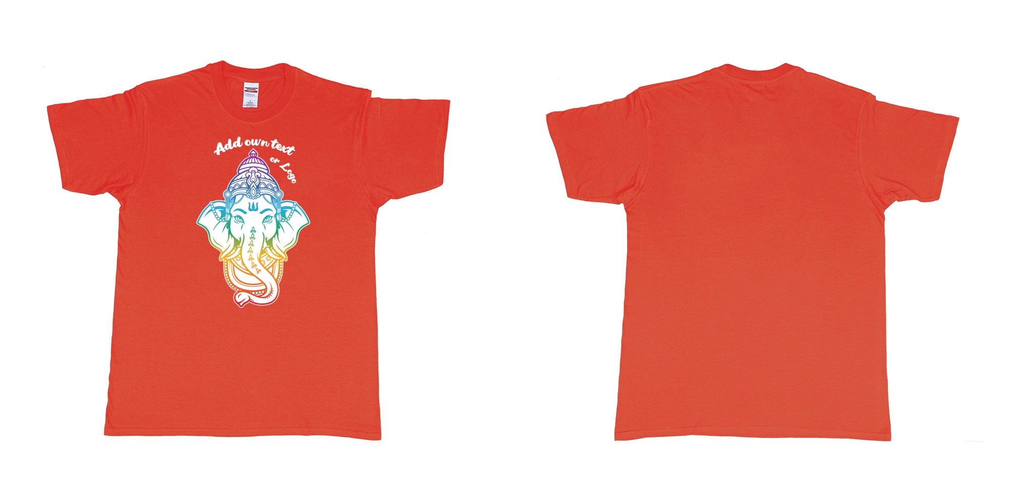 Custom tshirt design ganesha rainbow custom printing in fabric color red choice your own text made in Bali by The Pirate Way