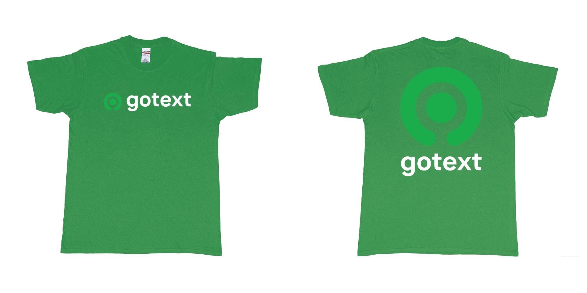 Custom tshirt design gojek logo go custom text tshirt printing bali in fabric color irish-green choice your own text made in Bali by The Pirate Way
