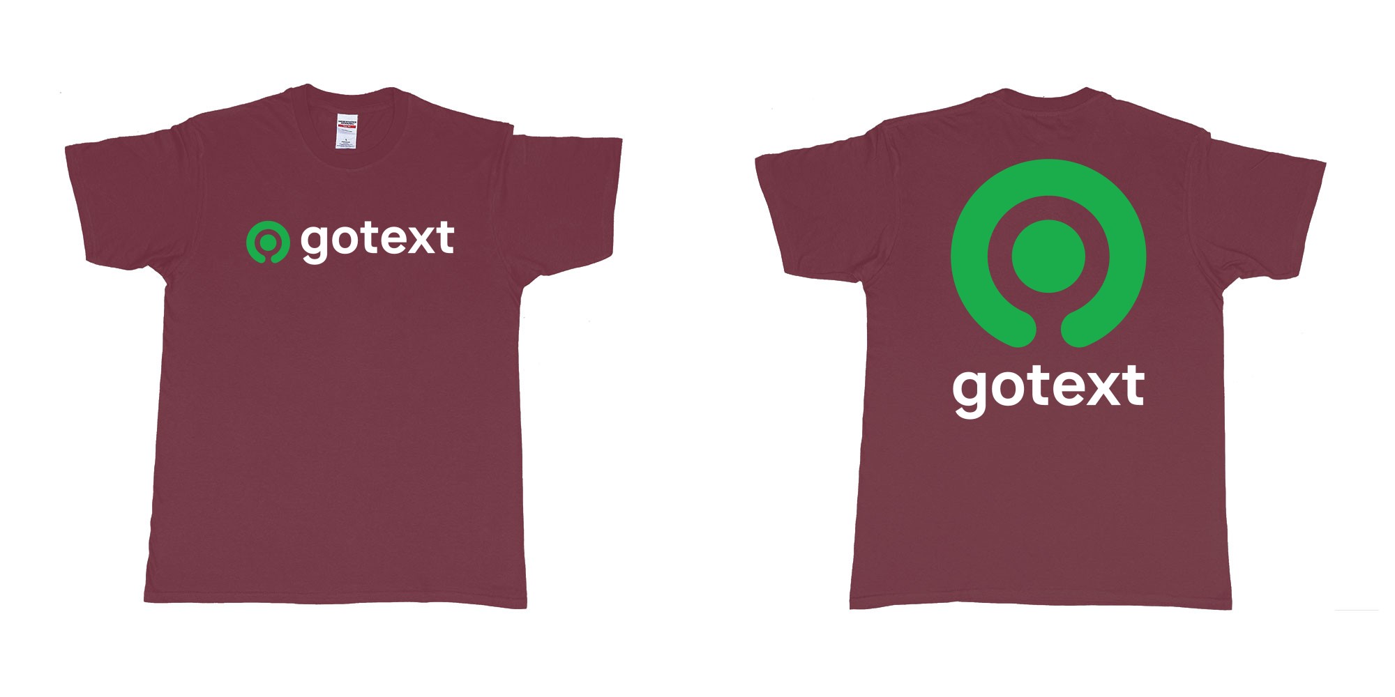 Custom tshirt design gojek logo go custom text tshirt printing bali in fabric color marron choice your own text made in Bali by The Pirate Way