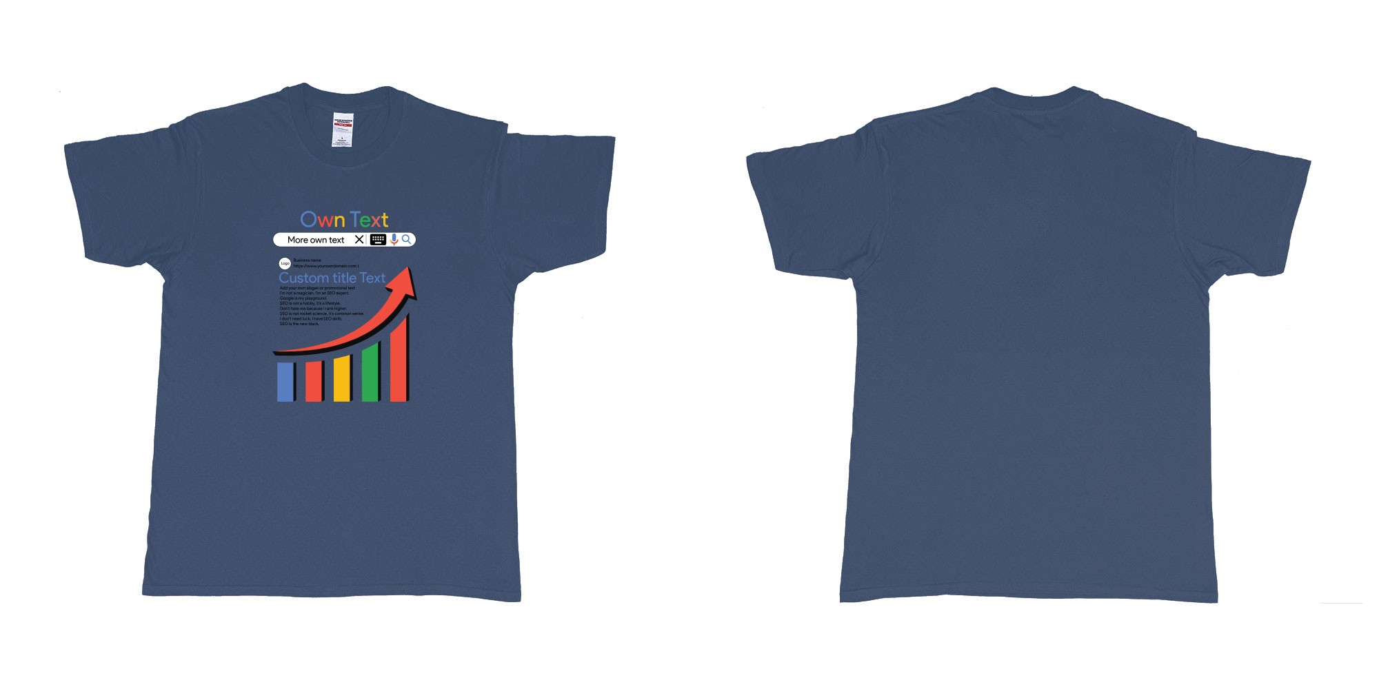 Custom tshirt design google seo search logo custom text title design in fabric color navy choice your own text made in Bali by The Pirate Way