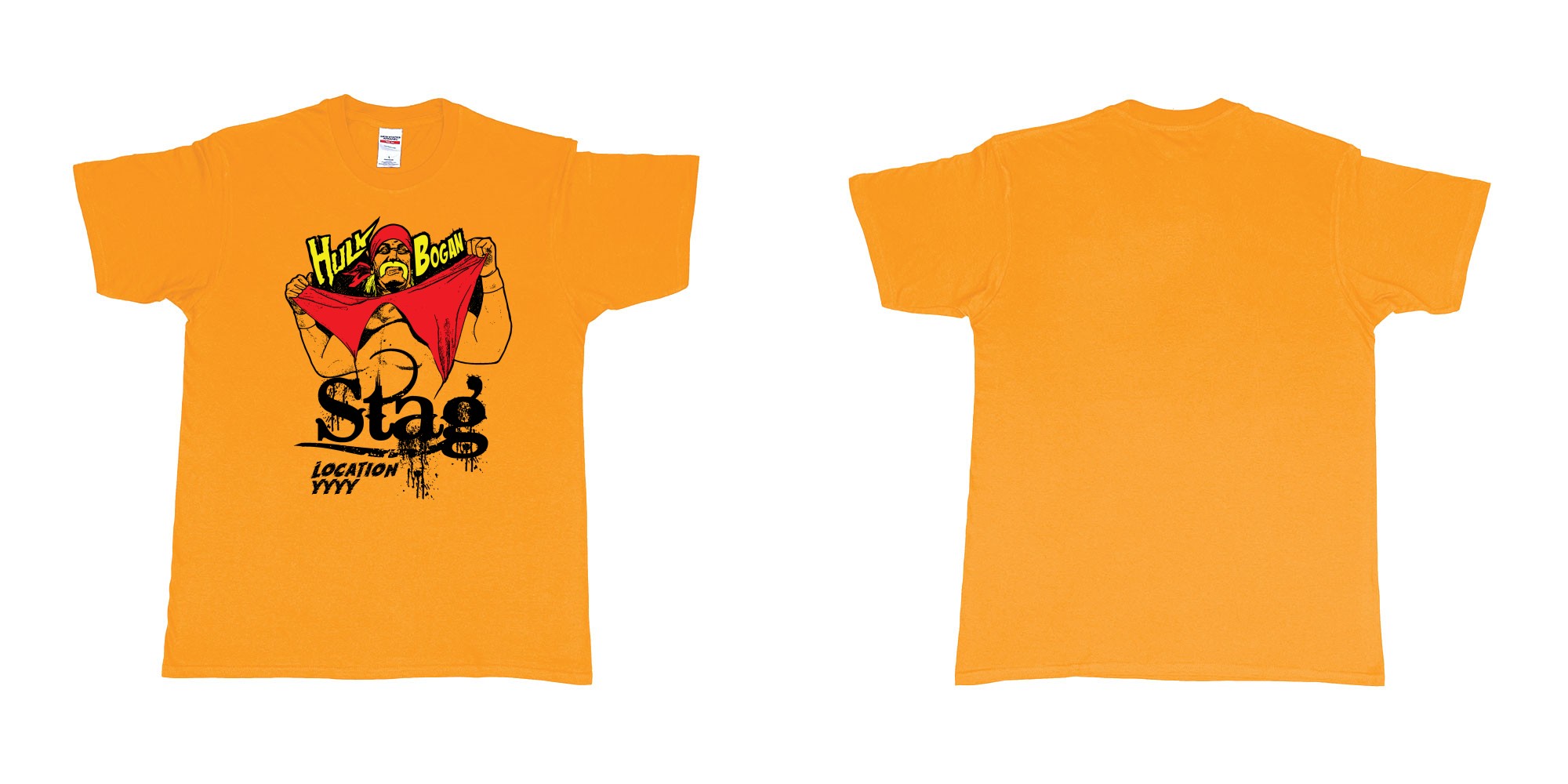 Custom tshirt design hulk hogan bogan in fabric color gold choice your own text made in Bali by The Pirate Way