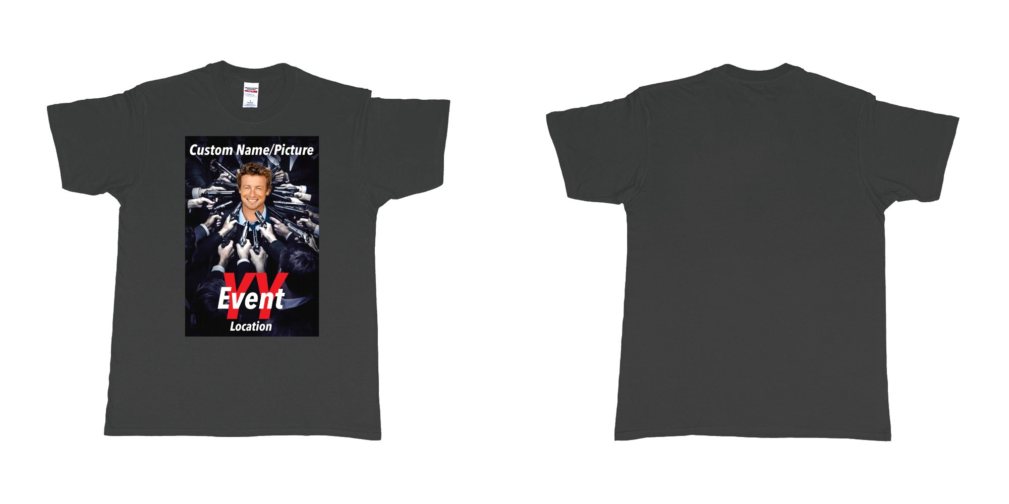 Custom tshirt design john wick poster everyone pointing gun at you custom own picture in fabric color black choice your own text made in Bali by The Pirate Way