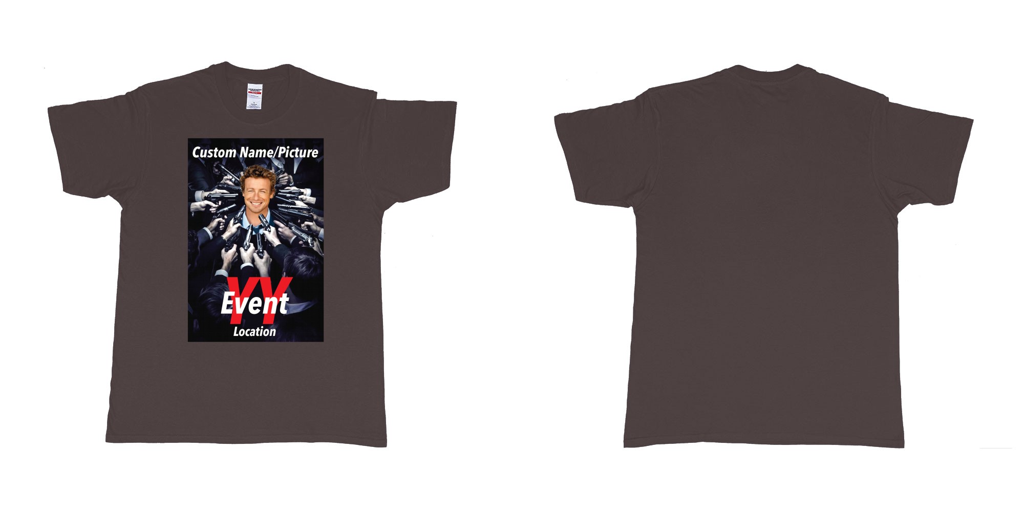 Custom tshirt design john wick poster everyone pointing gun at you custom own picture in fabric color dark-chocolate choice your own text made in Bali by The Pirate Way