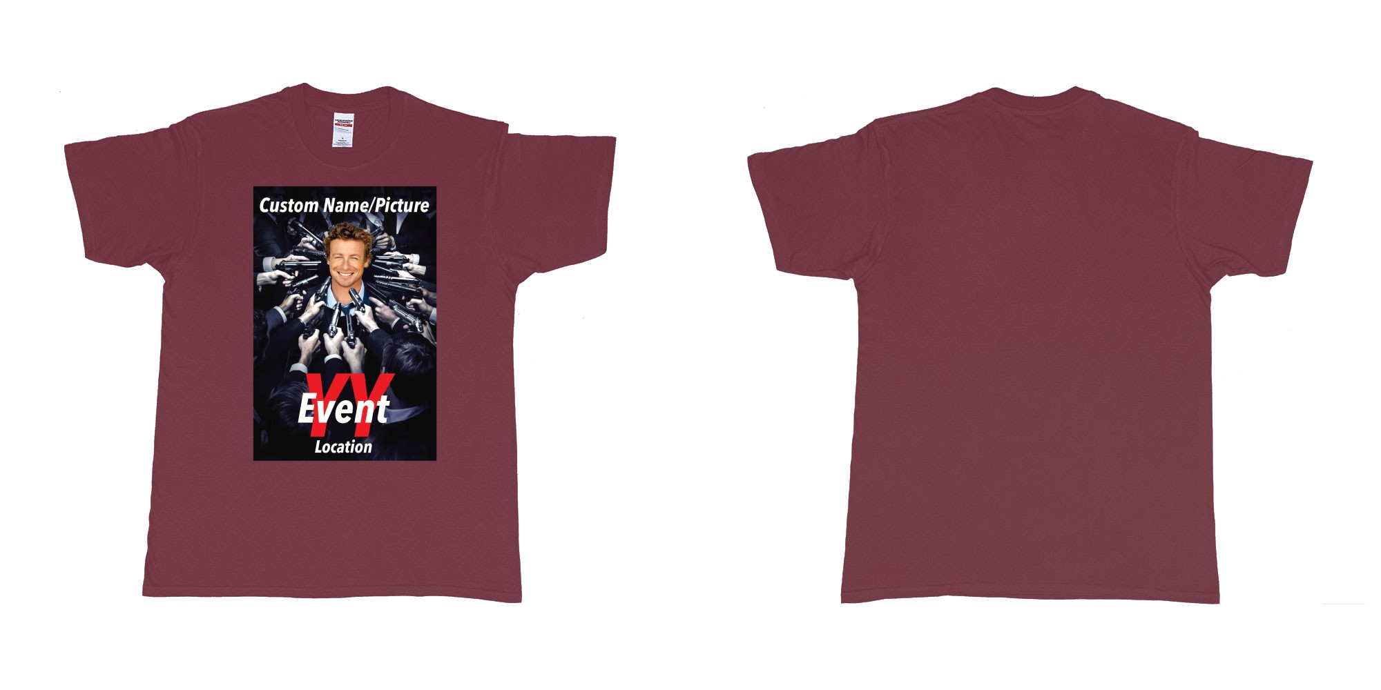 Custom tshirt design john wick poster everyone pointing gun at you custom own picture in fabric color marron choice your own text made in Bali by The Pirate Way
