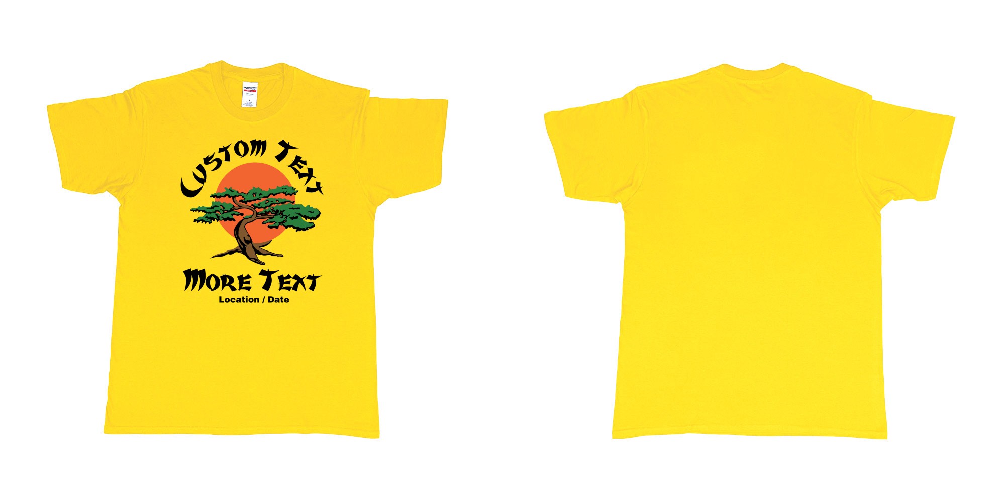 Custom tshirt design karate kid miyagi dojo karate logo custom text in fabric color daisy choice your own text made in Bali by The Pirate Way